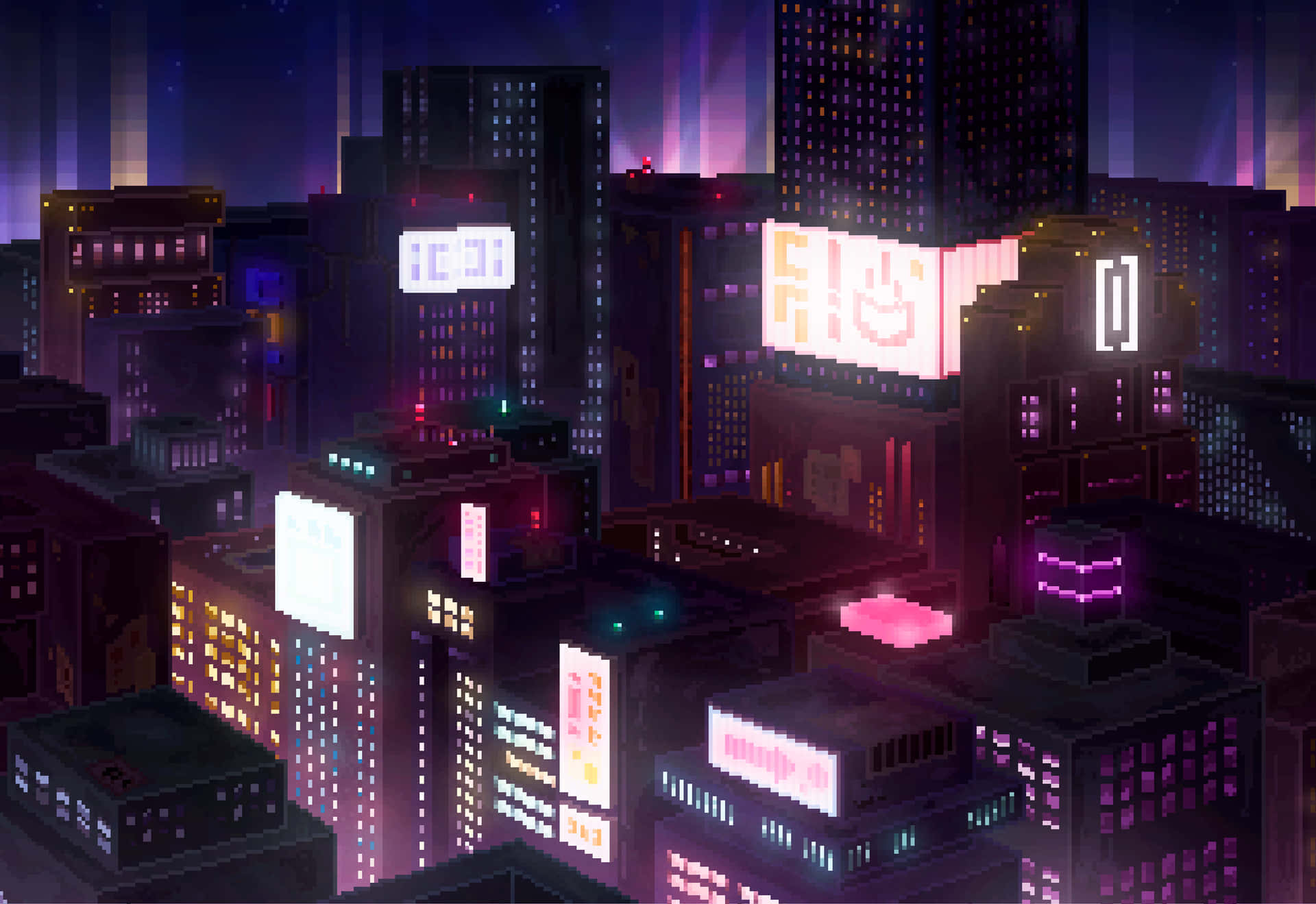 Bright City Pixel Art Background