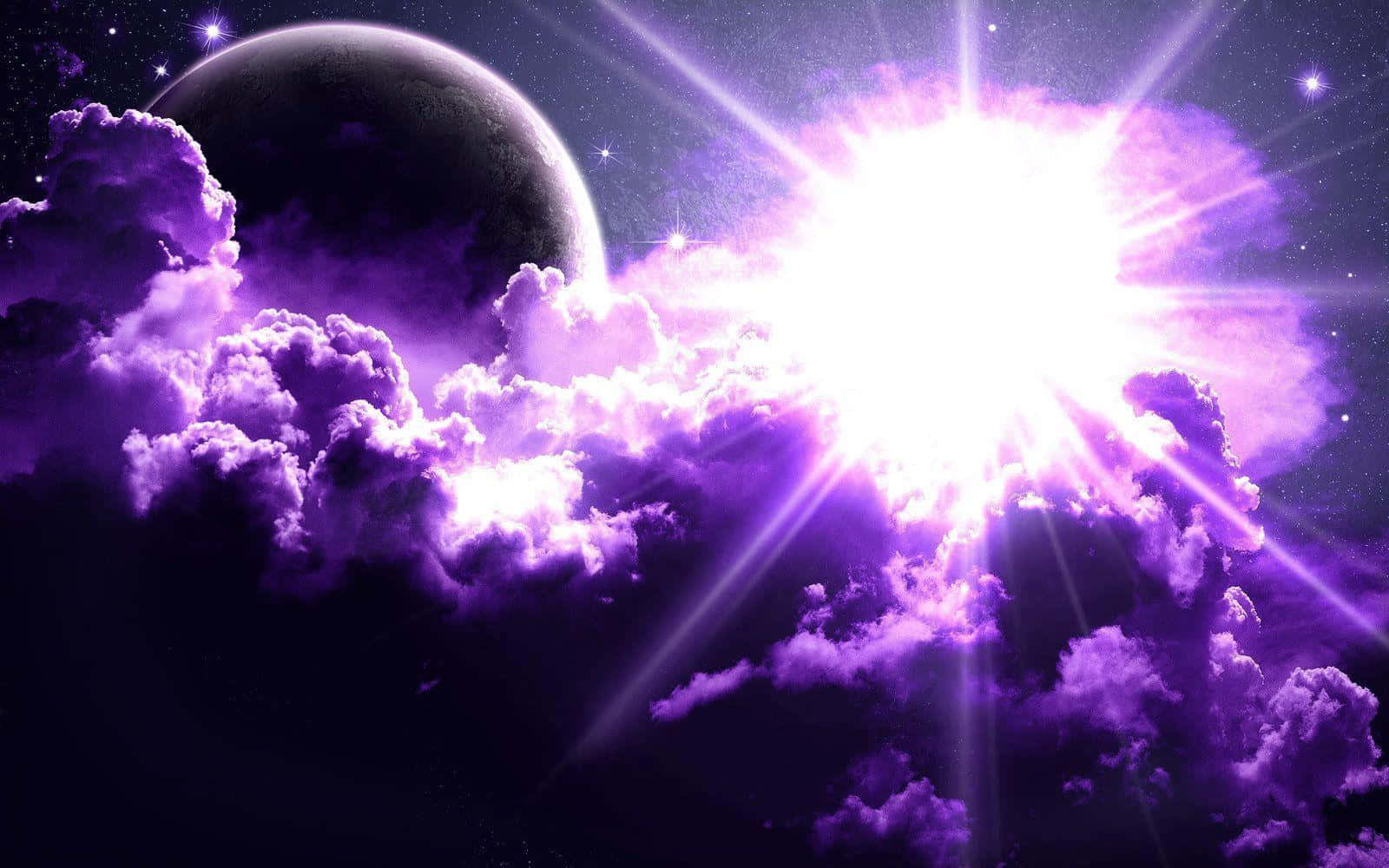 Bright Cloudy Moon Purple Cool Background
