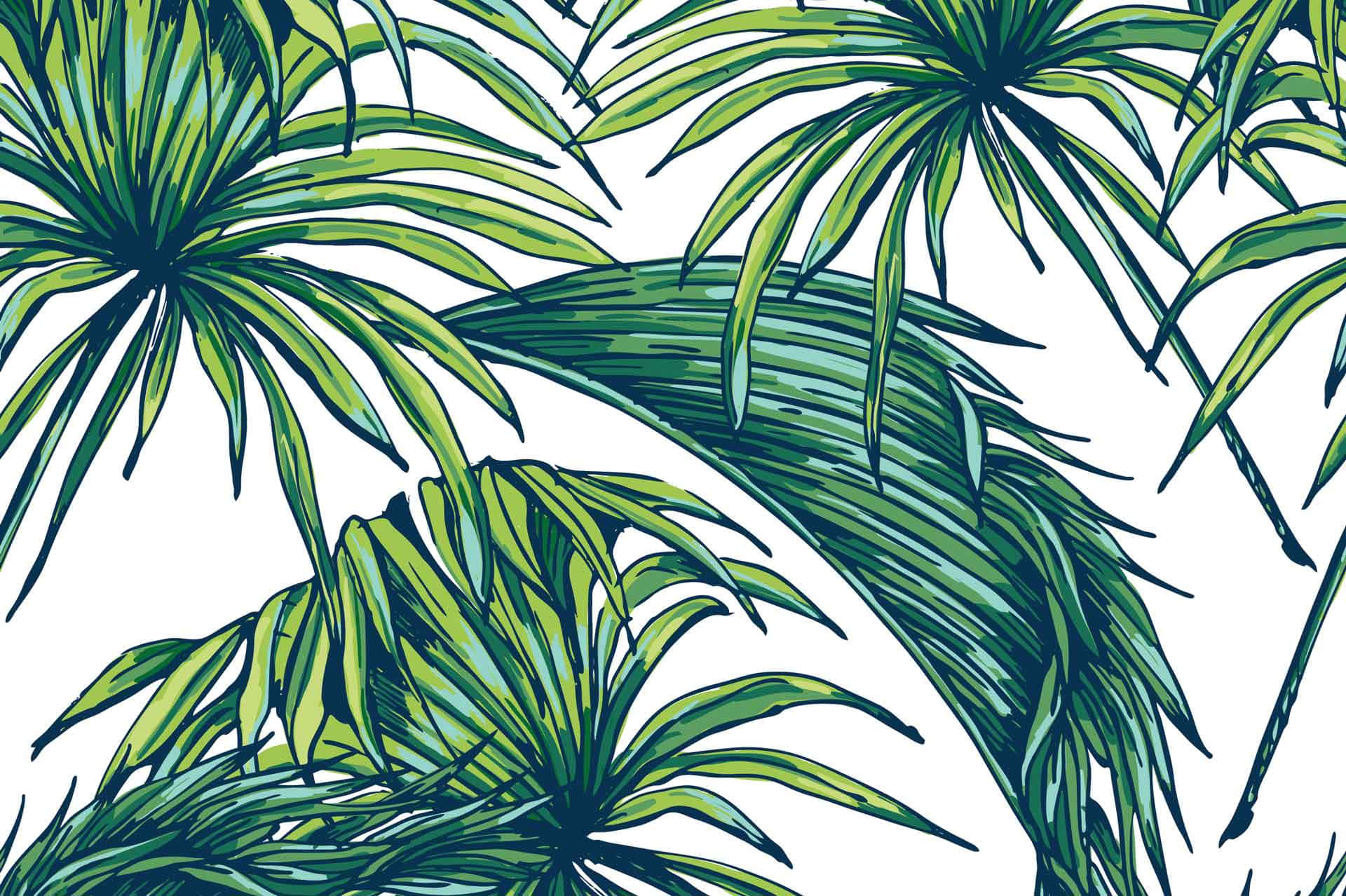 Bright Colored Tropical Leaves On Desktop Wallpaper Background