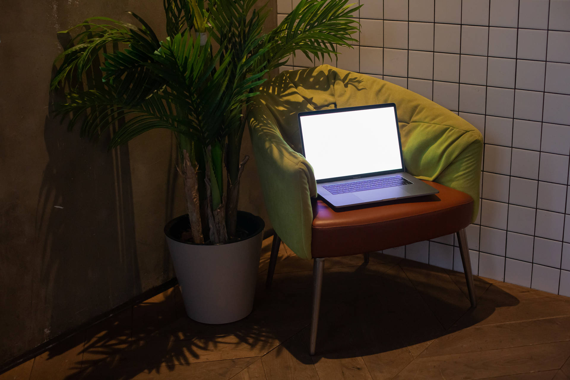 Bright Computer Screen On Chair