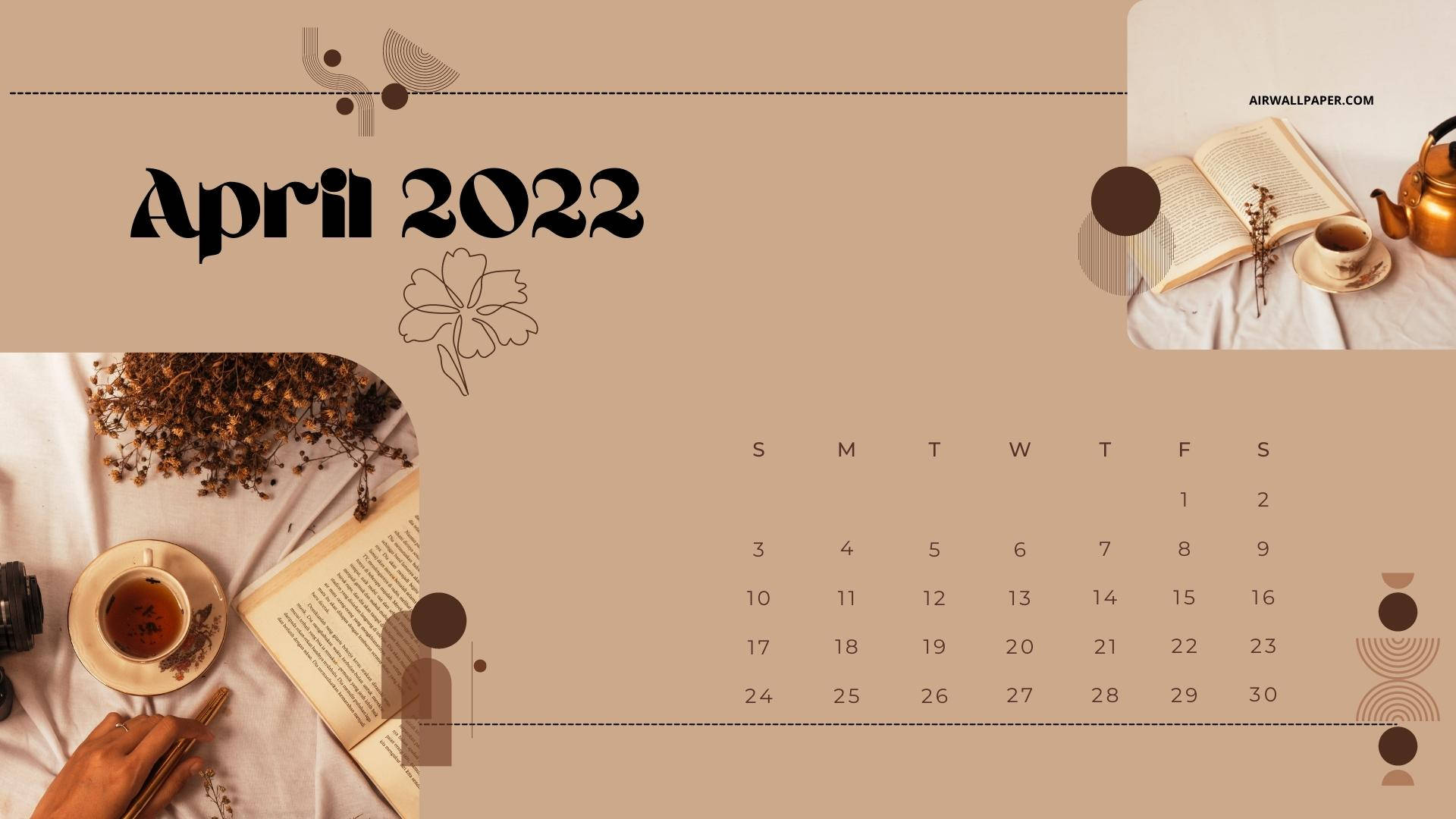 Bright, Crisp April 2022 Calendar With A Beautiful Fall Theme Background