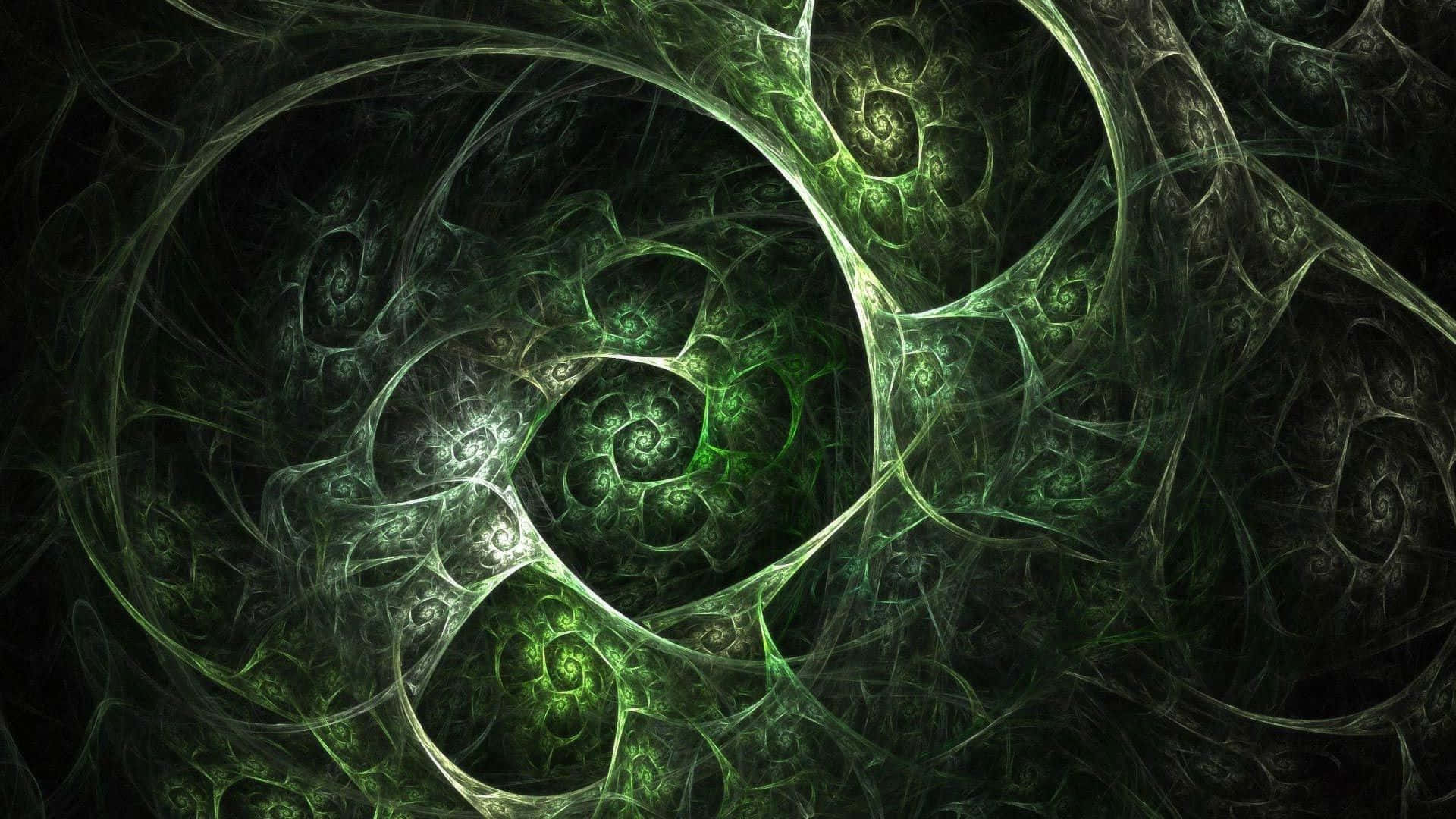 Bright Fractal Shapes Illuminated In The Dark Background