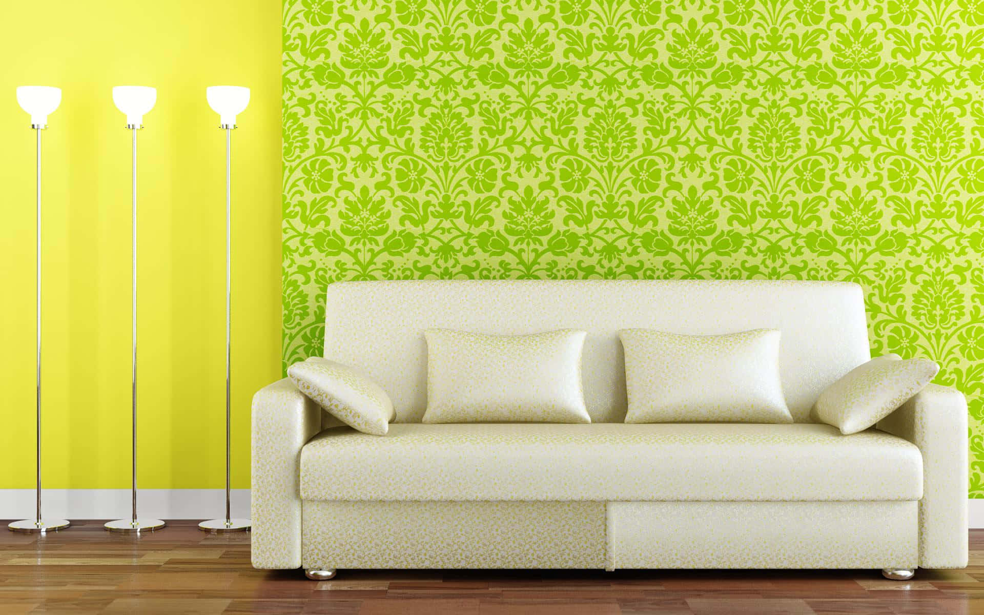 Bright Green Interior Wall Pattern Background