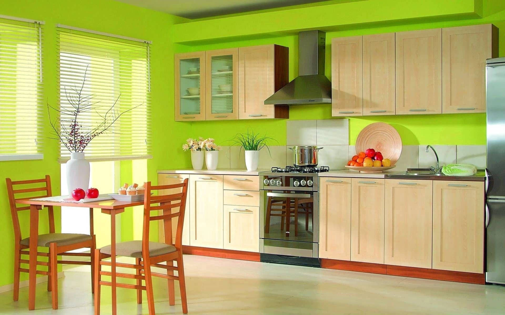 Bright Green Kitchen Background Background