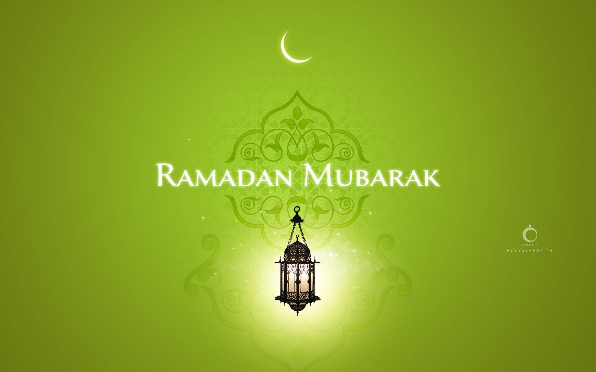 Bright Green Ramadan Mubarak Greetings Background