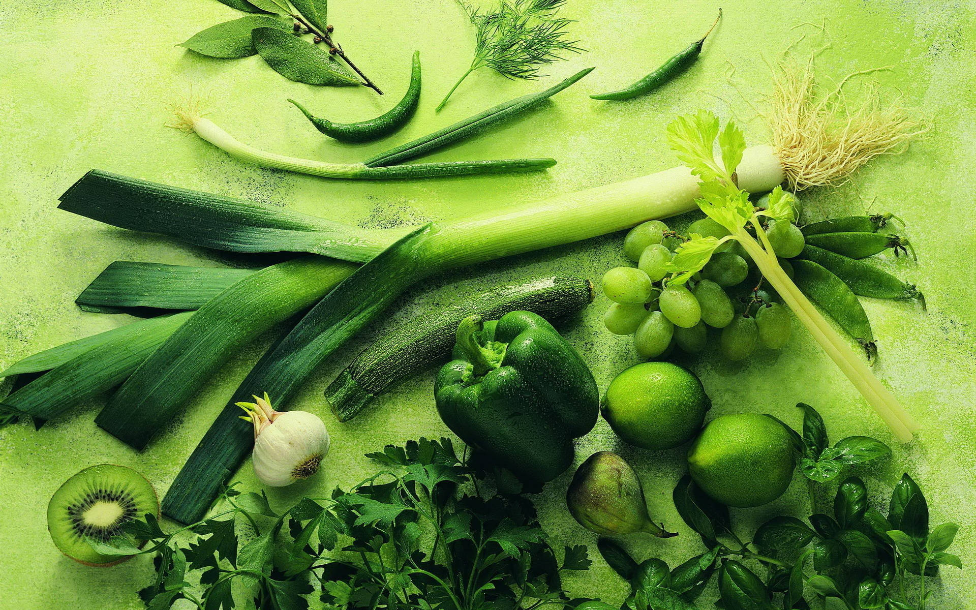 Bright Green Vegetables Background