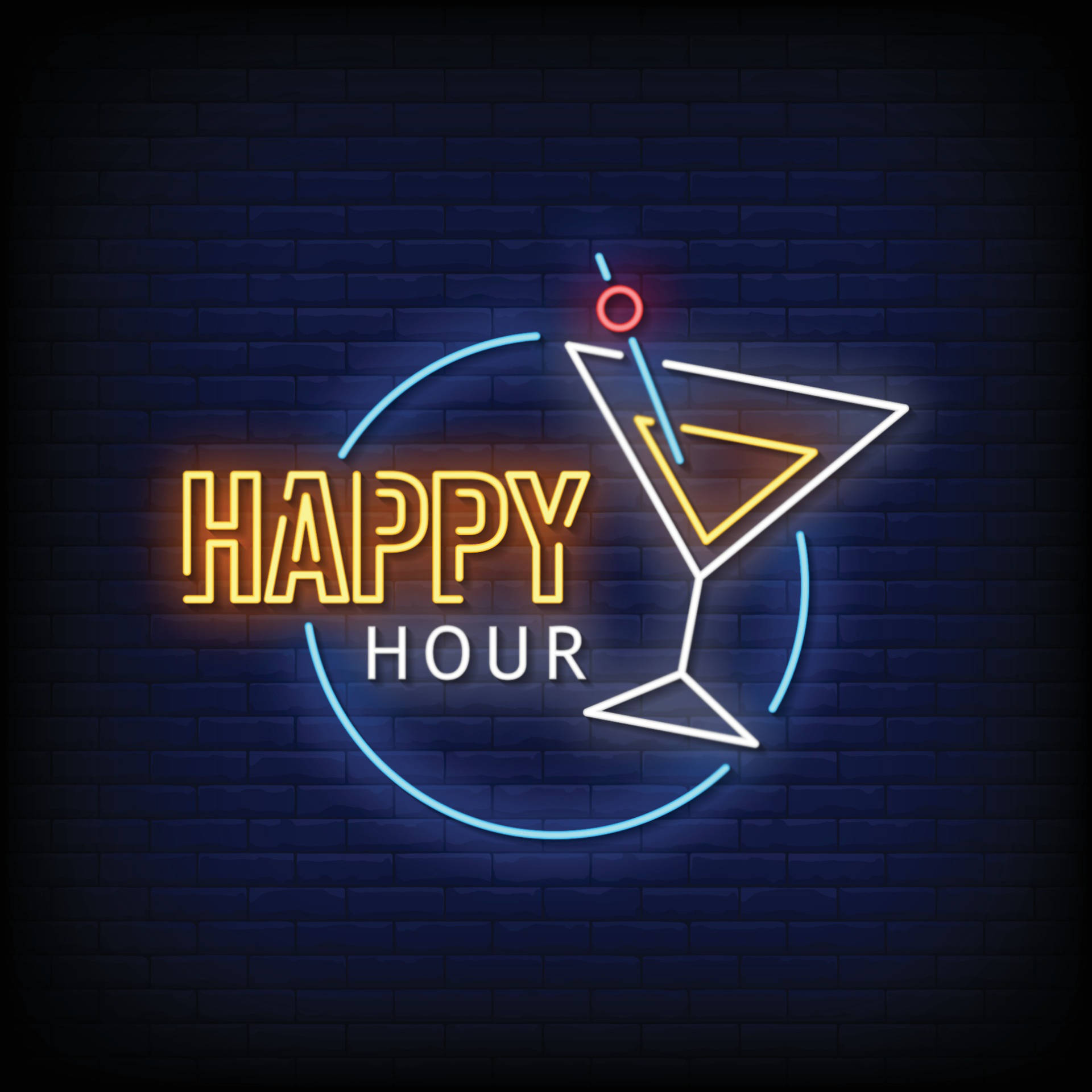 Bright Happy Hour Signage Background