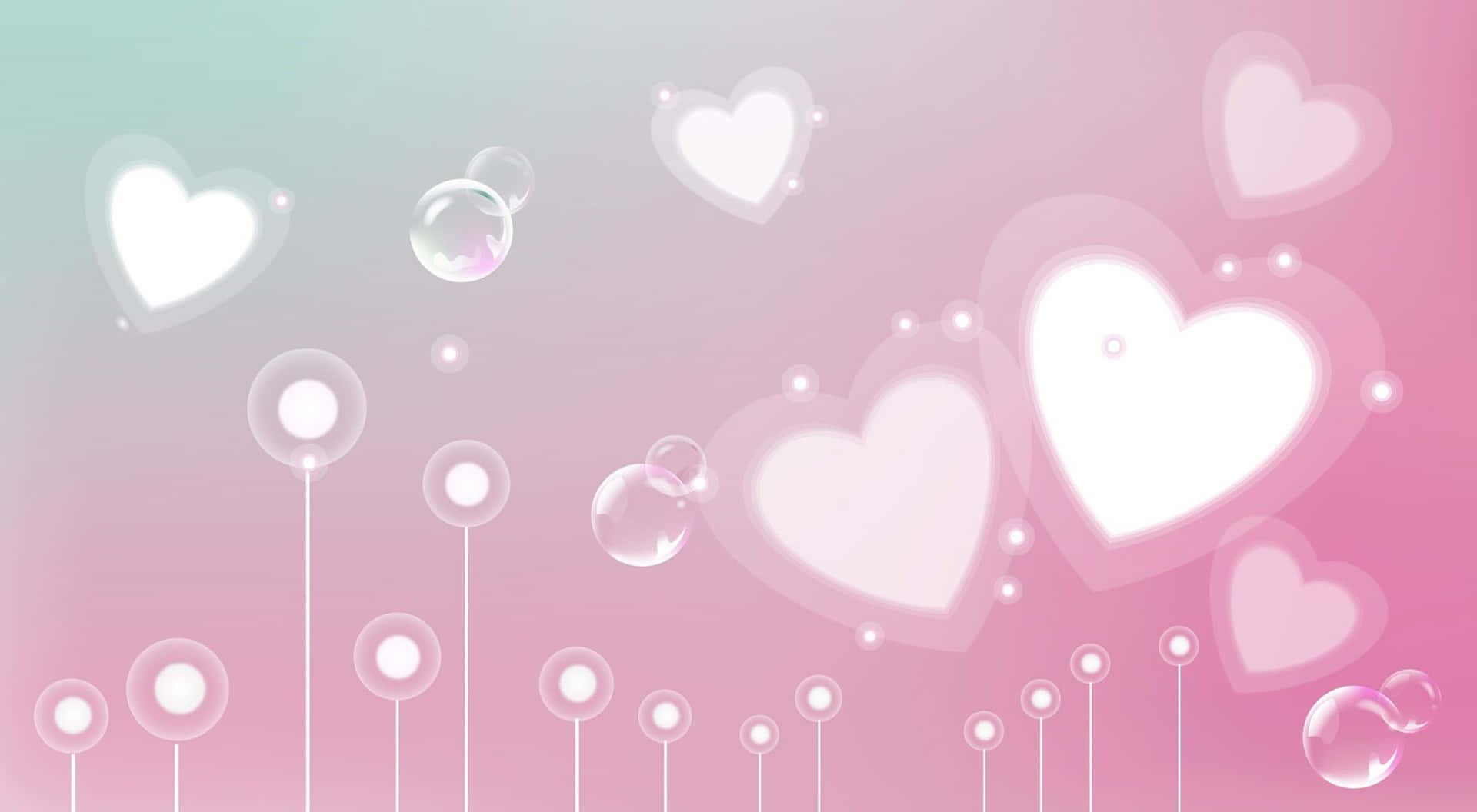 Bright Hearts Aesthetic Computer Light Pink Background