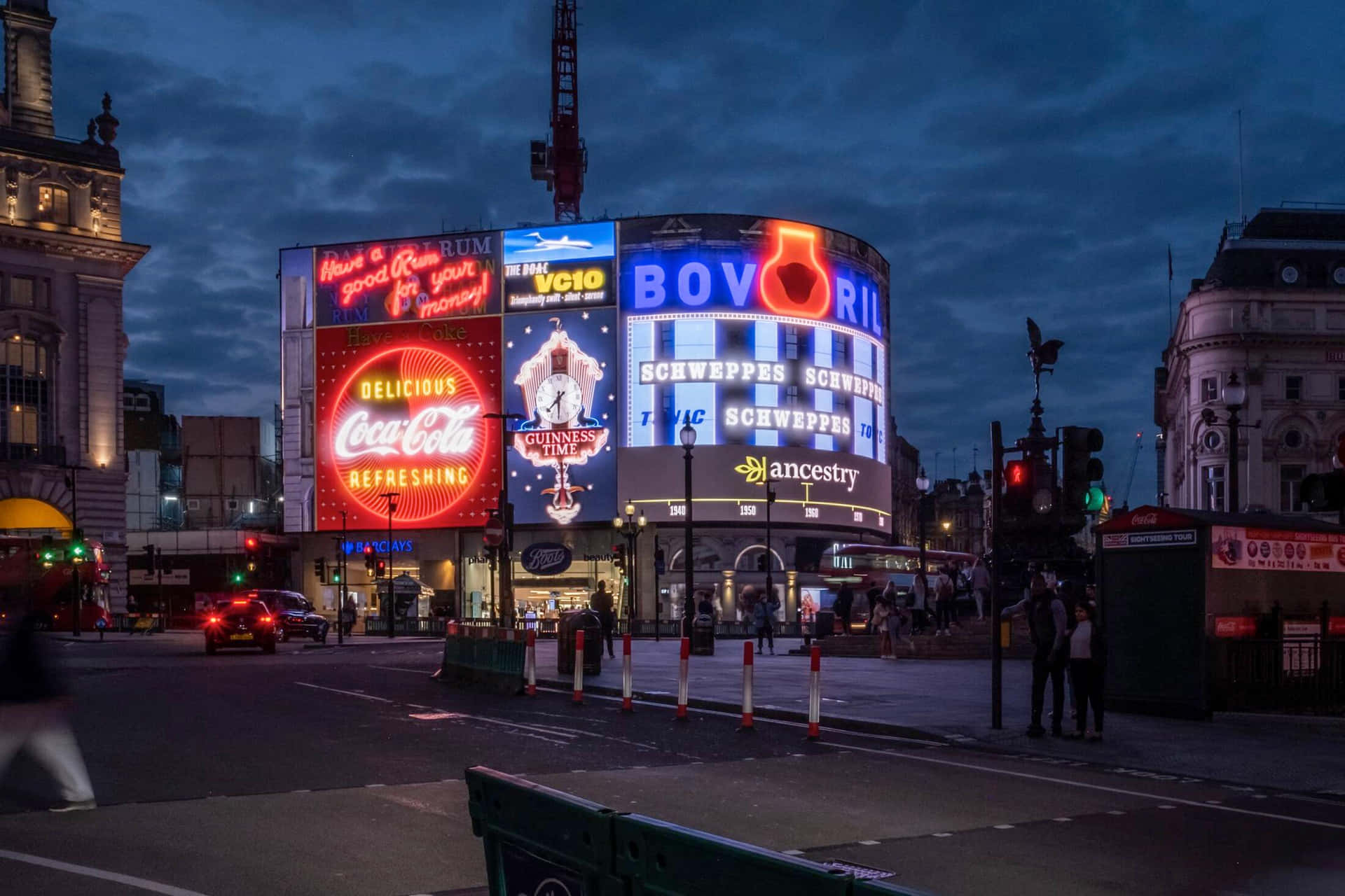 Bright Led Screen In Piccadilly Circus Background