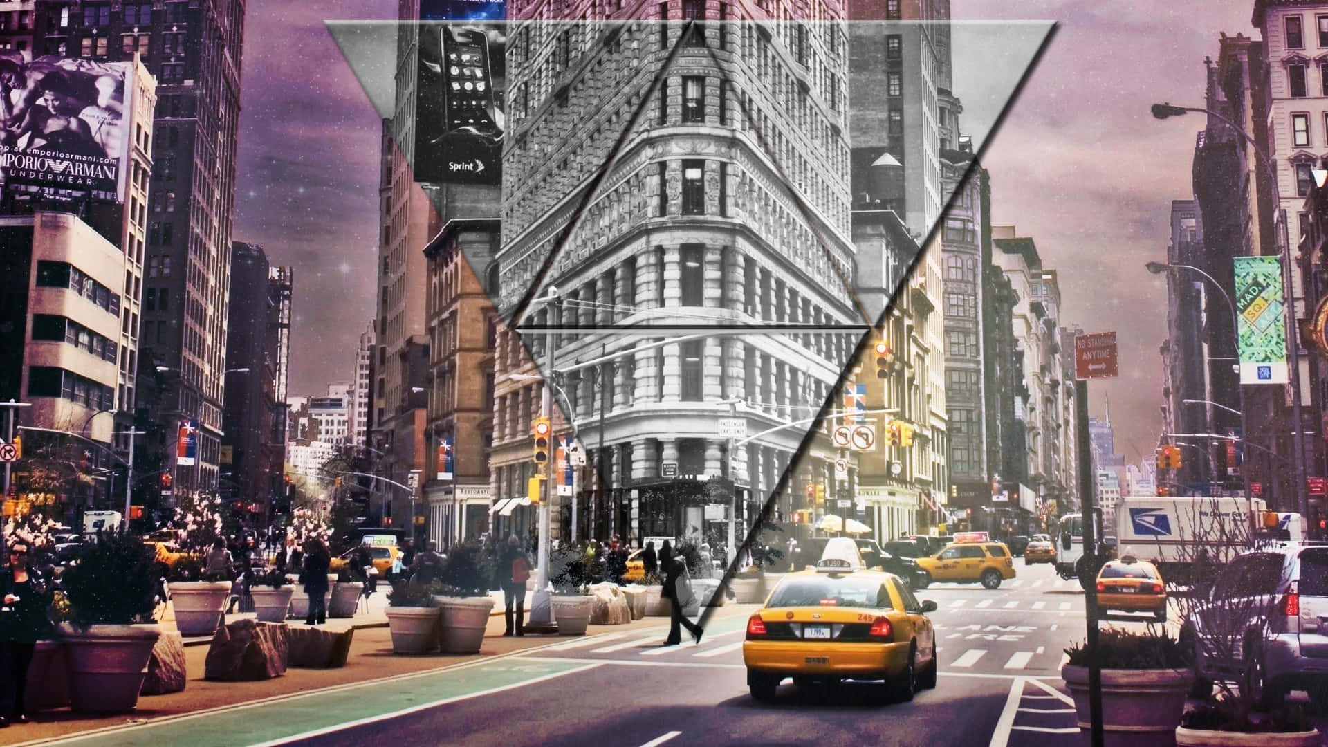 Bright Lights, Reflections, And Colorful Murals Converge In New York City Background