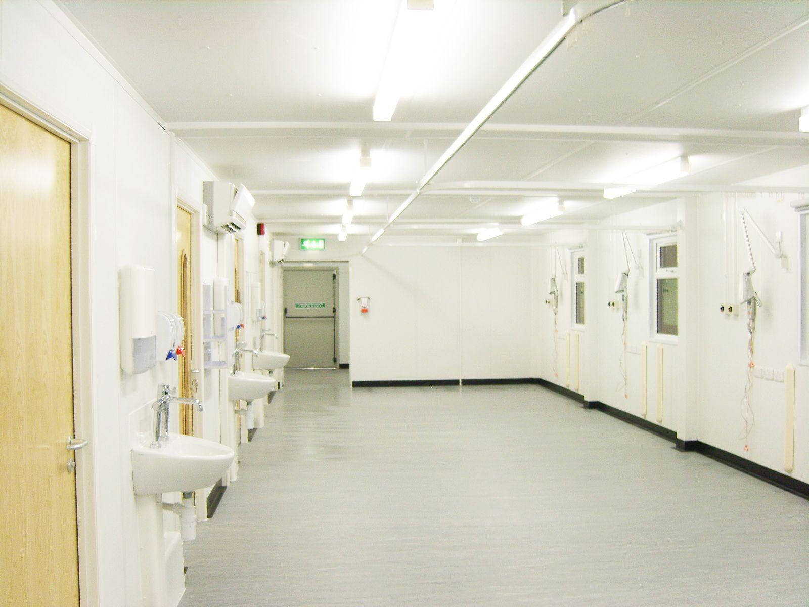 Bright Modern Hospital Hallway Background