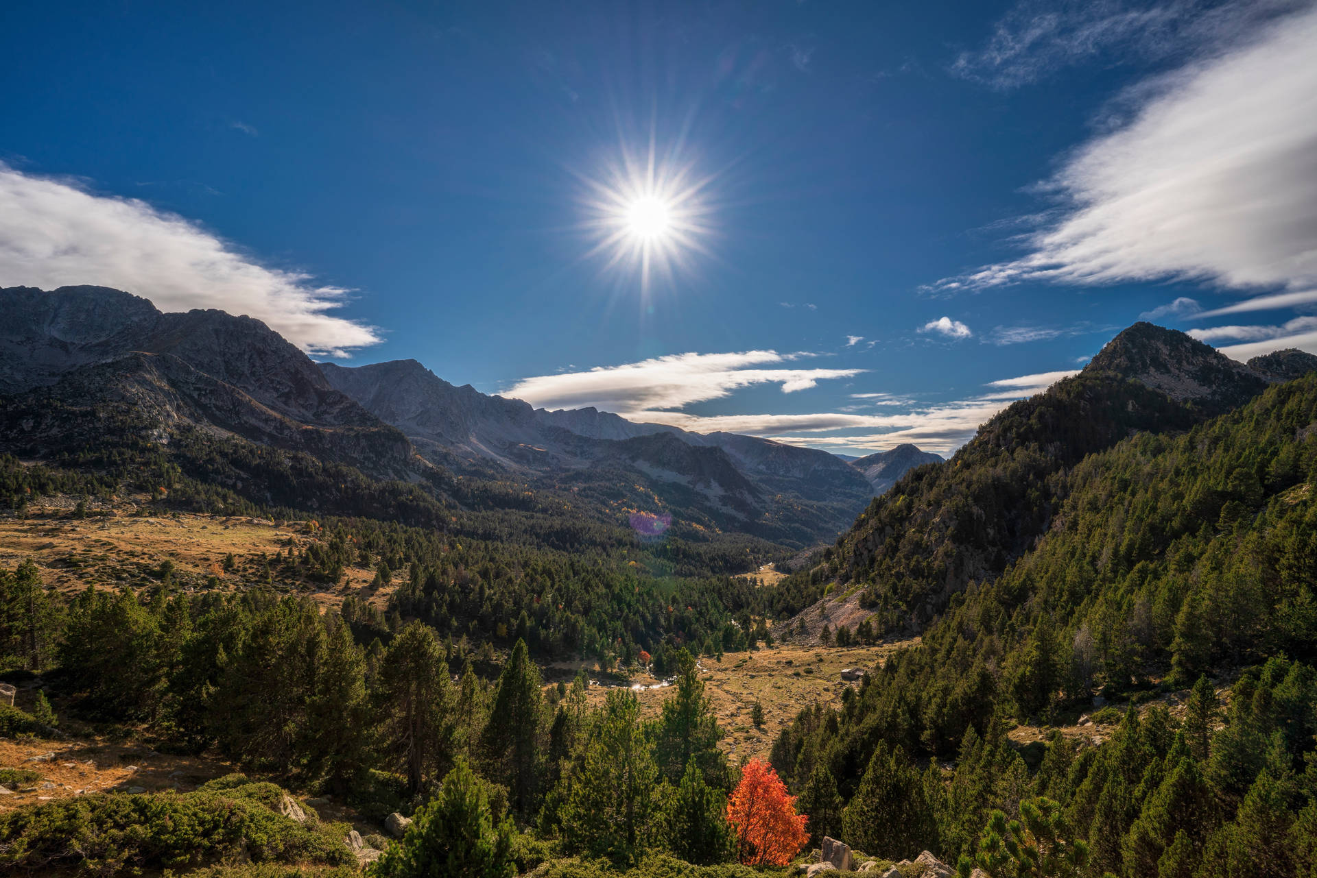 Bright Mountain Range Andorra Background