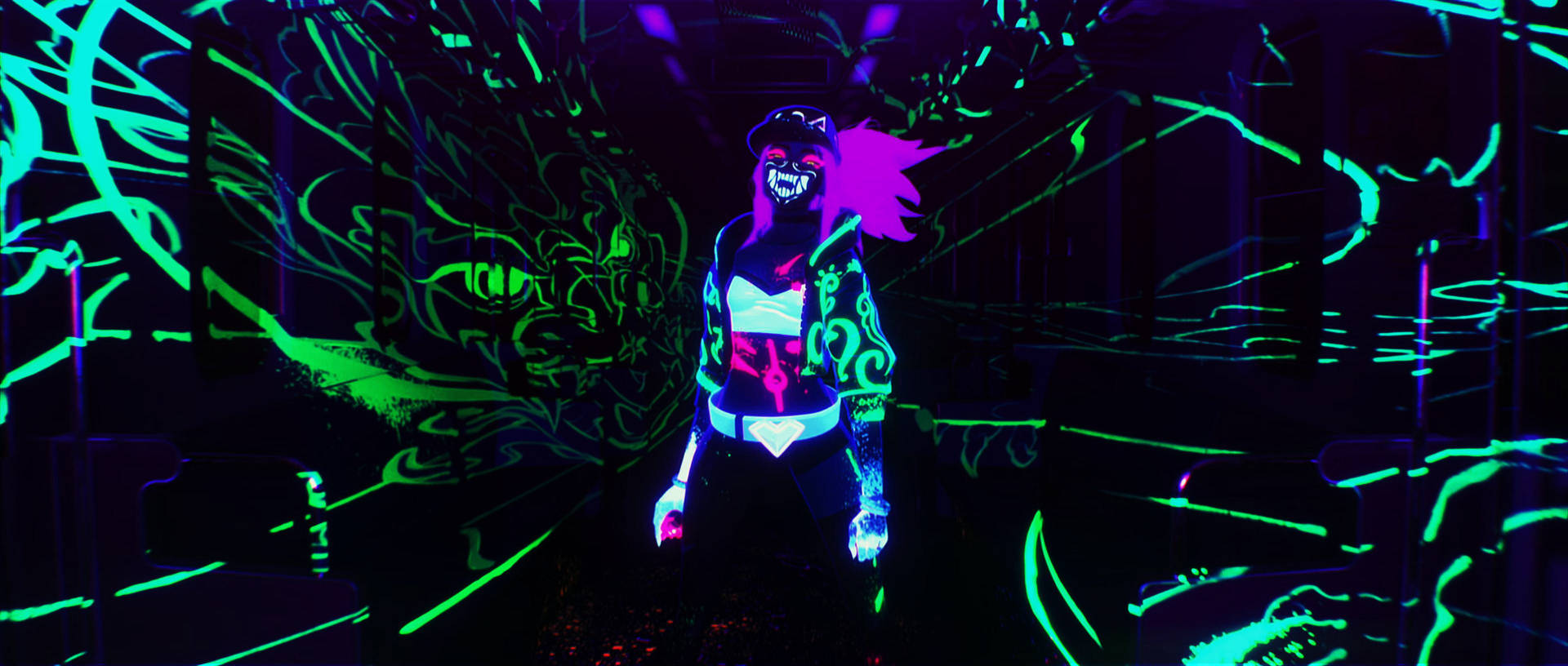 Bright Neon Kda Akali Punk Background