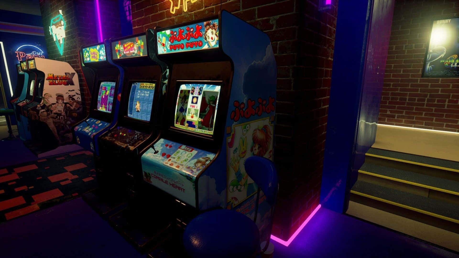 Bright Neon Lights And Vibrant Colours Of The Classic Arcade Aesthetic Background