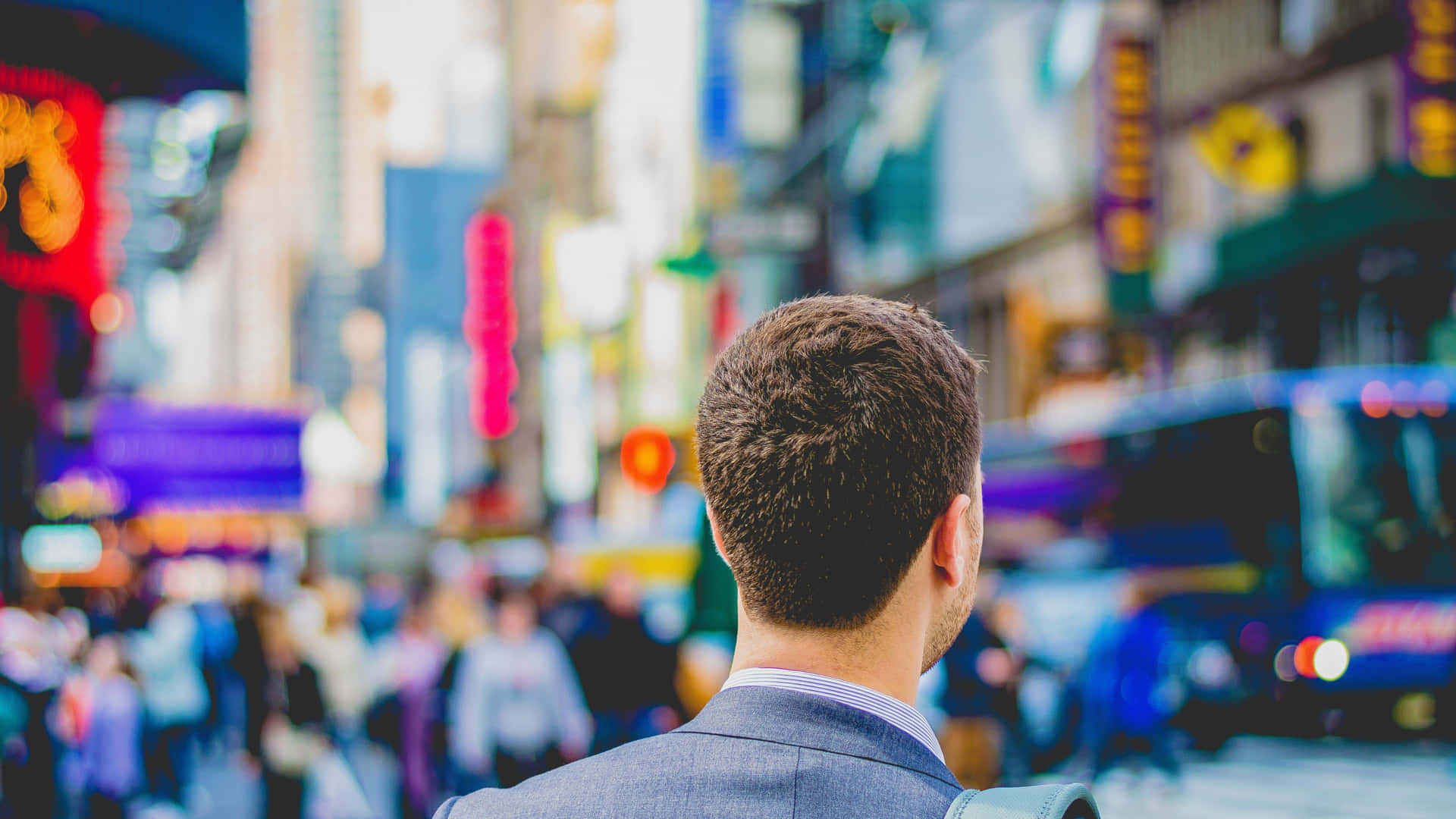 Bright Neon Lights Illuminate Times Square