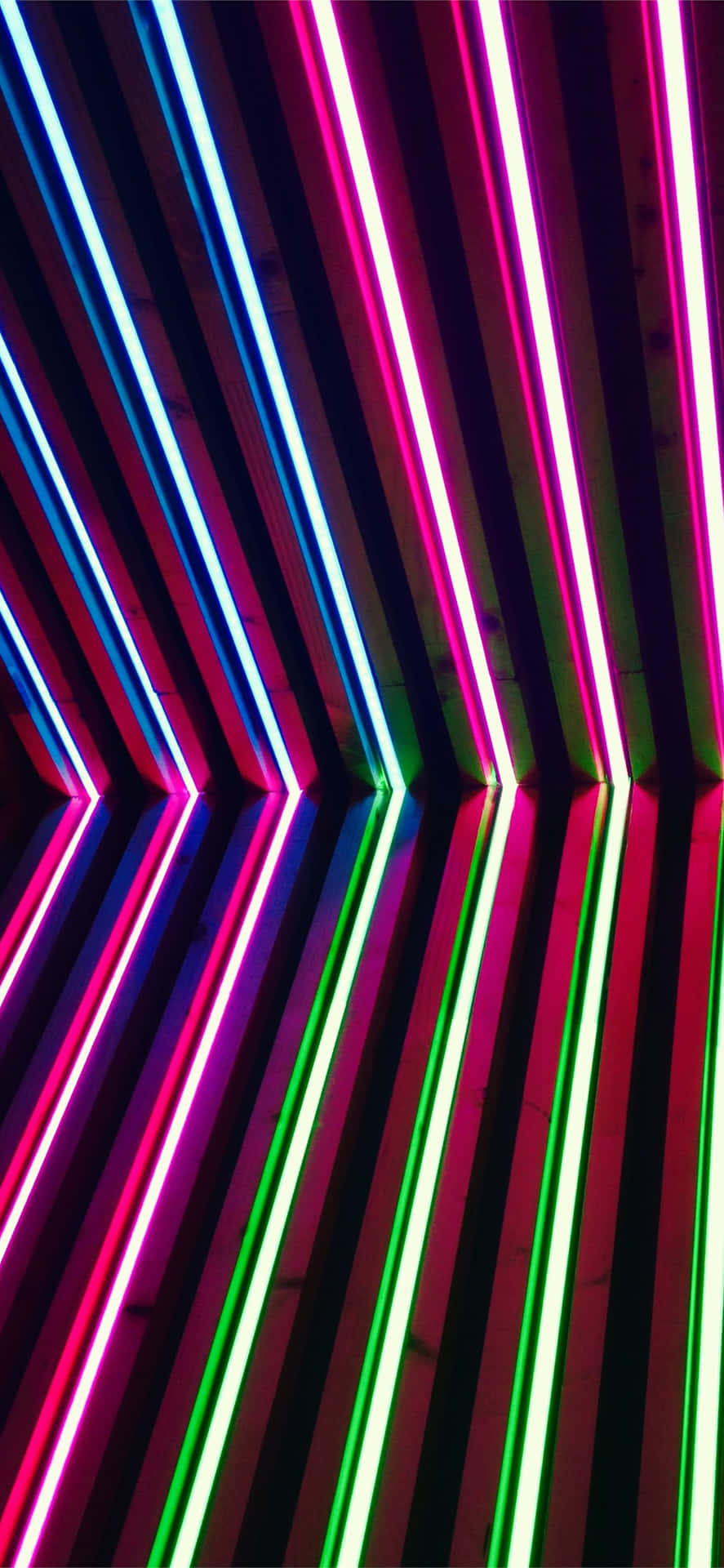Bright Neon Lights Splashing Across The City Skyline Background