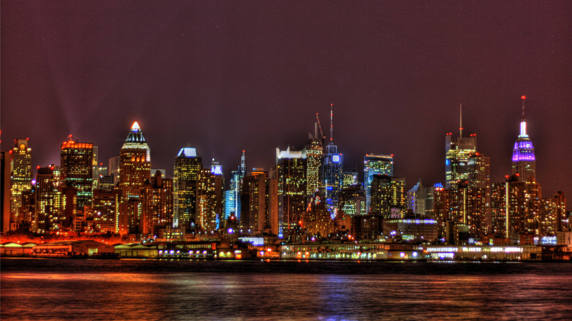 Bright New York City Night View Background