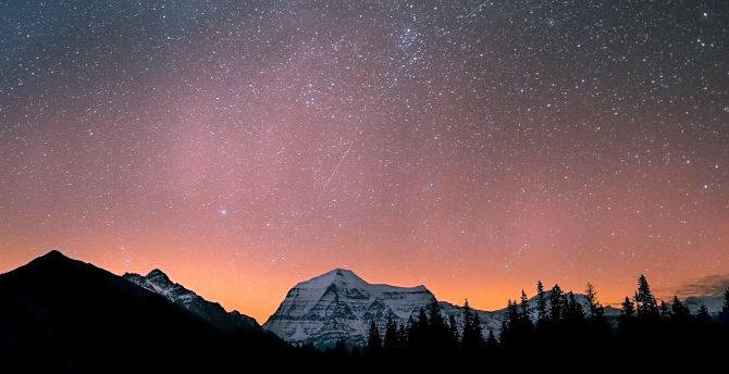 Bright Night Mountain Background