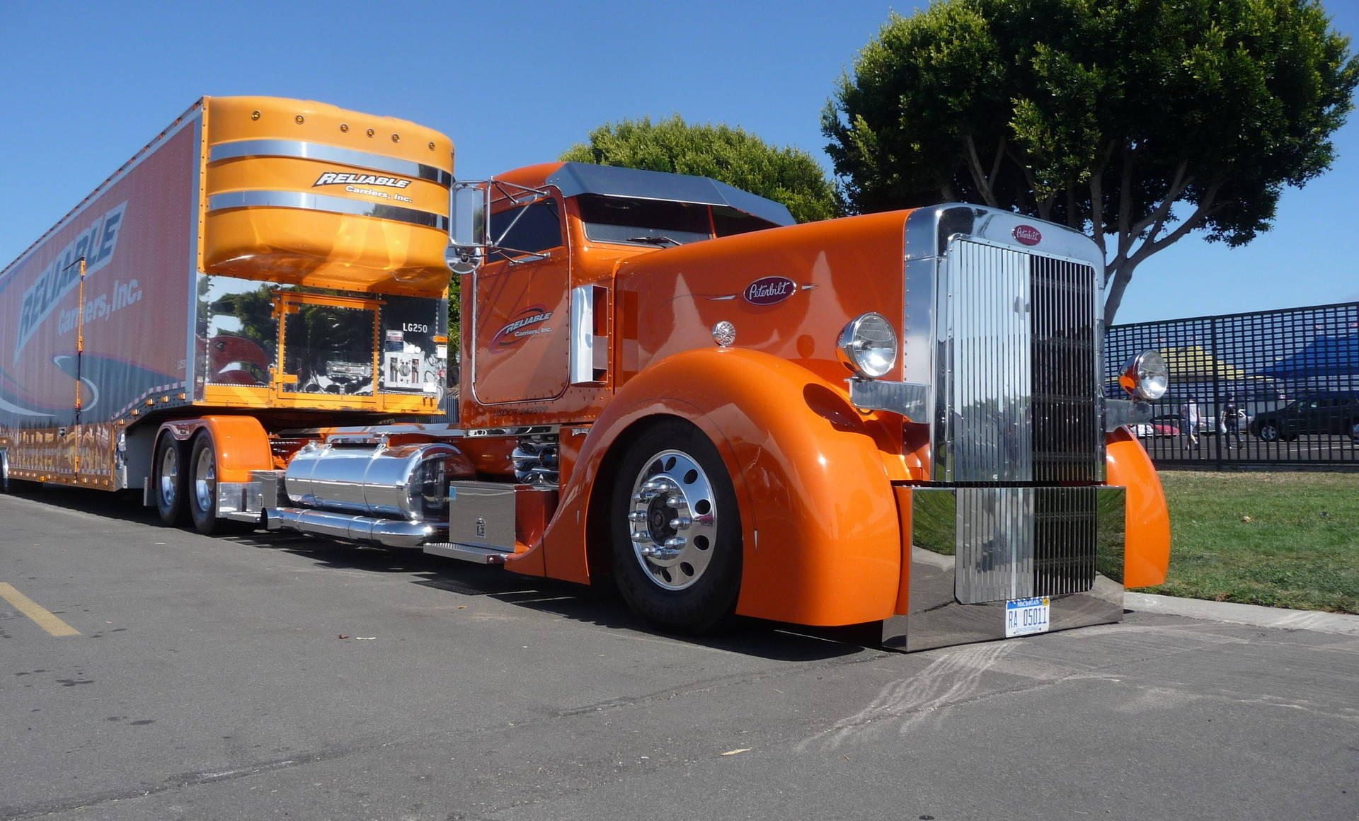 Bright Orange Peterbilt 379 Background