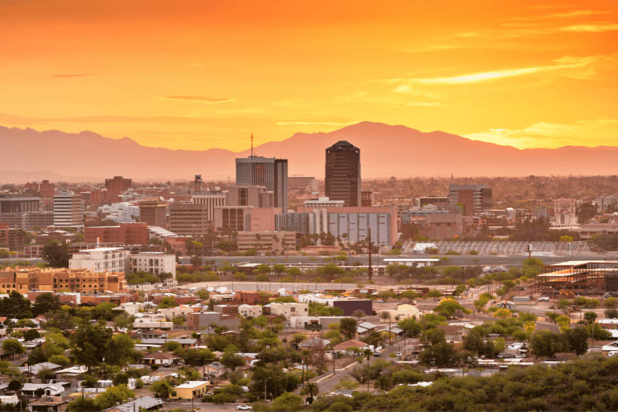 Bright Orange Tucson Sunset Background