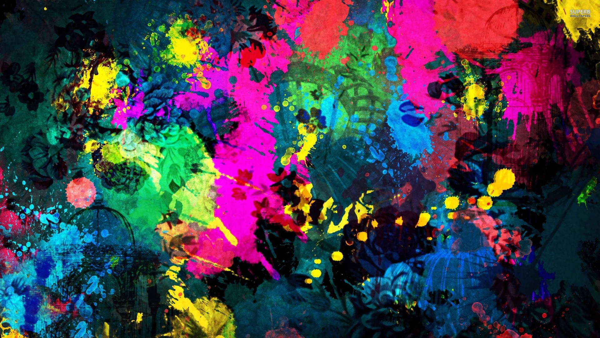 Bright Paint Splatter Aesthetic Background