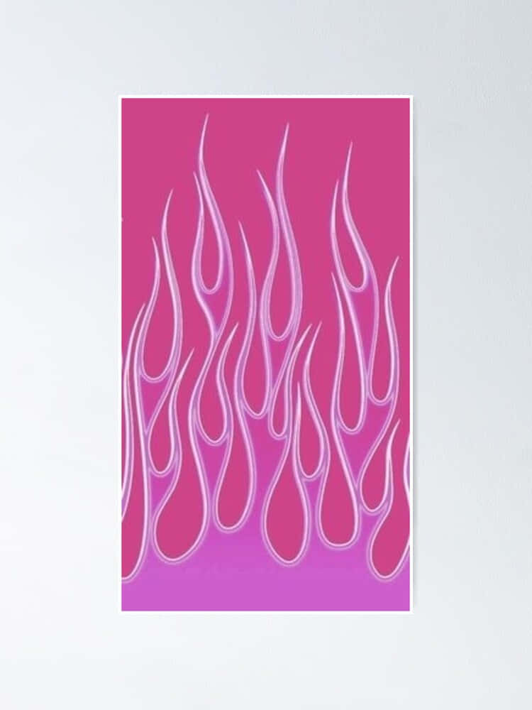 Bright Pink Flames Dancing Against The Night Sky Background