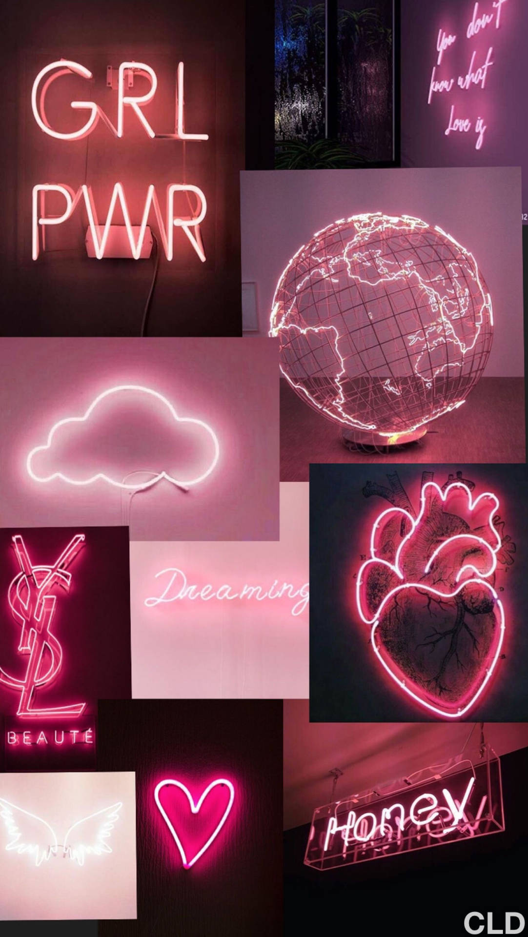 Bright Pink Neon Aesthetics Background