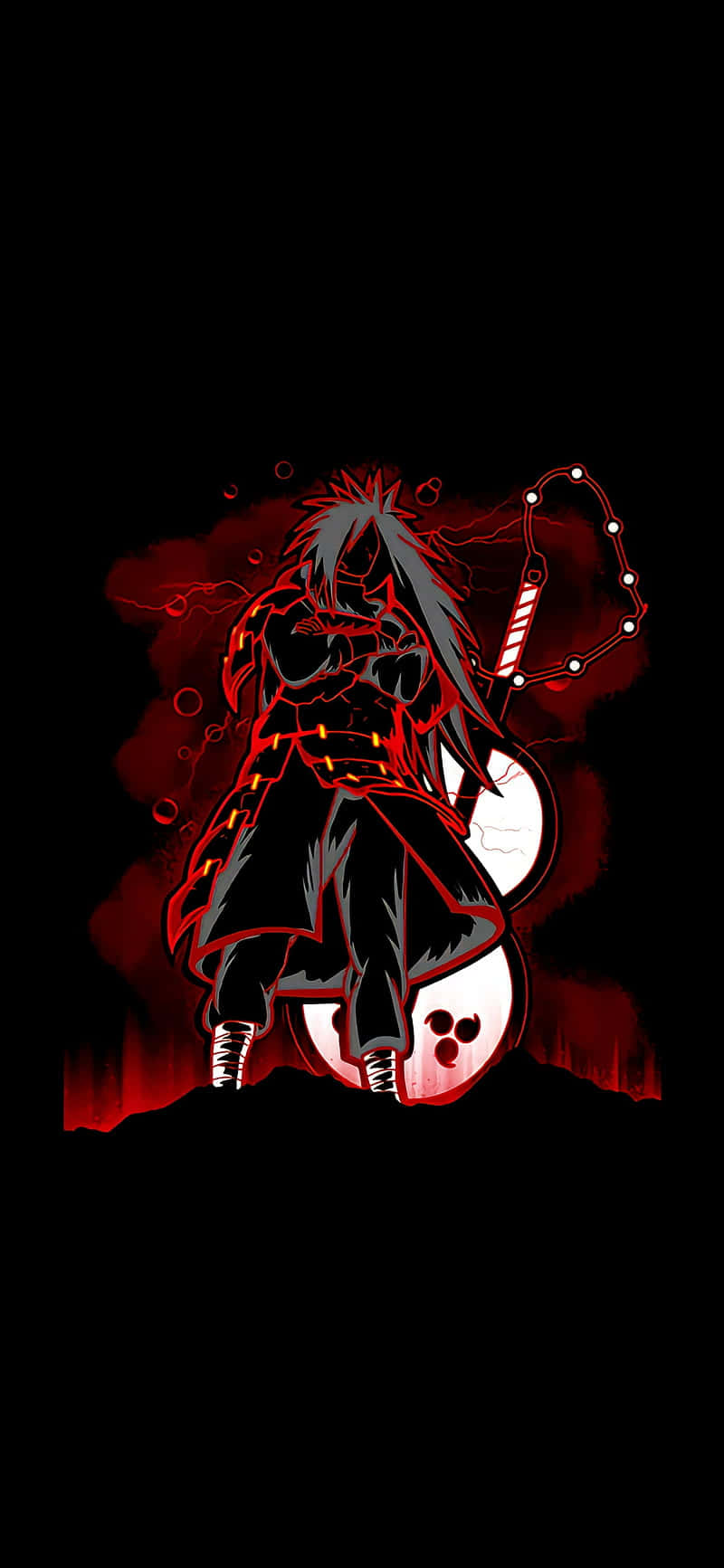 Bright Red And Black Anime-inspired Art Background