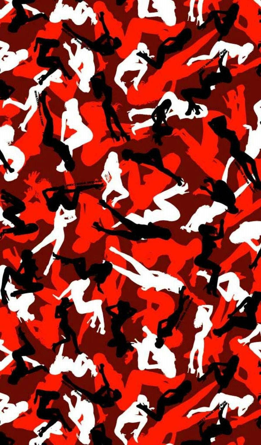 Bright Red Camouflage Pattern Background