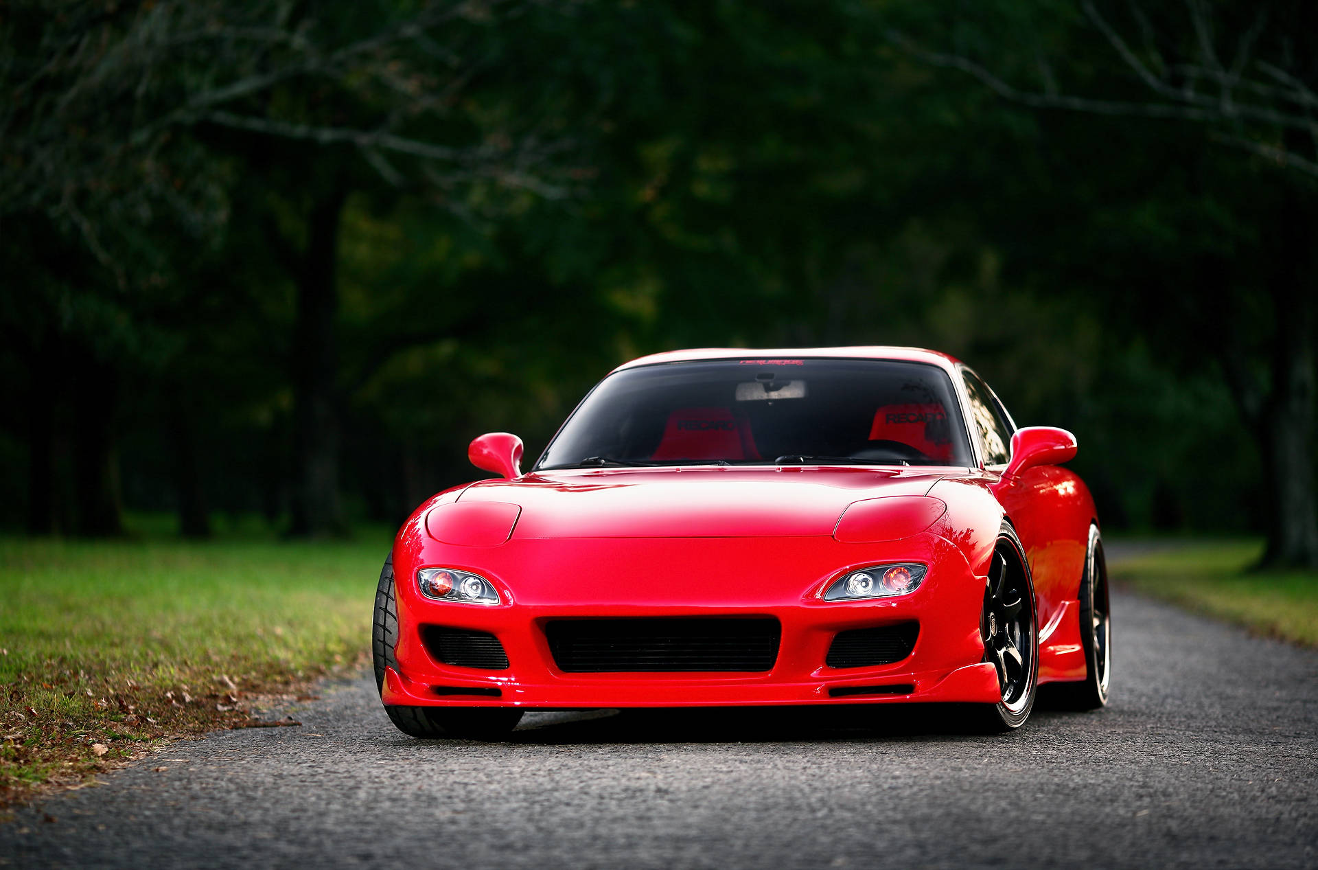 Bright Red Rx7 Car Background
