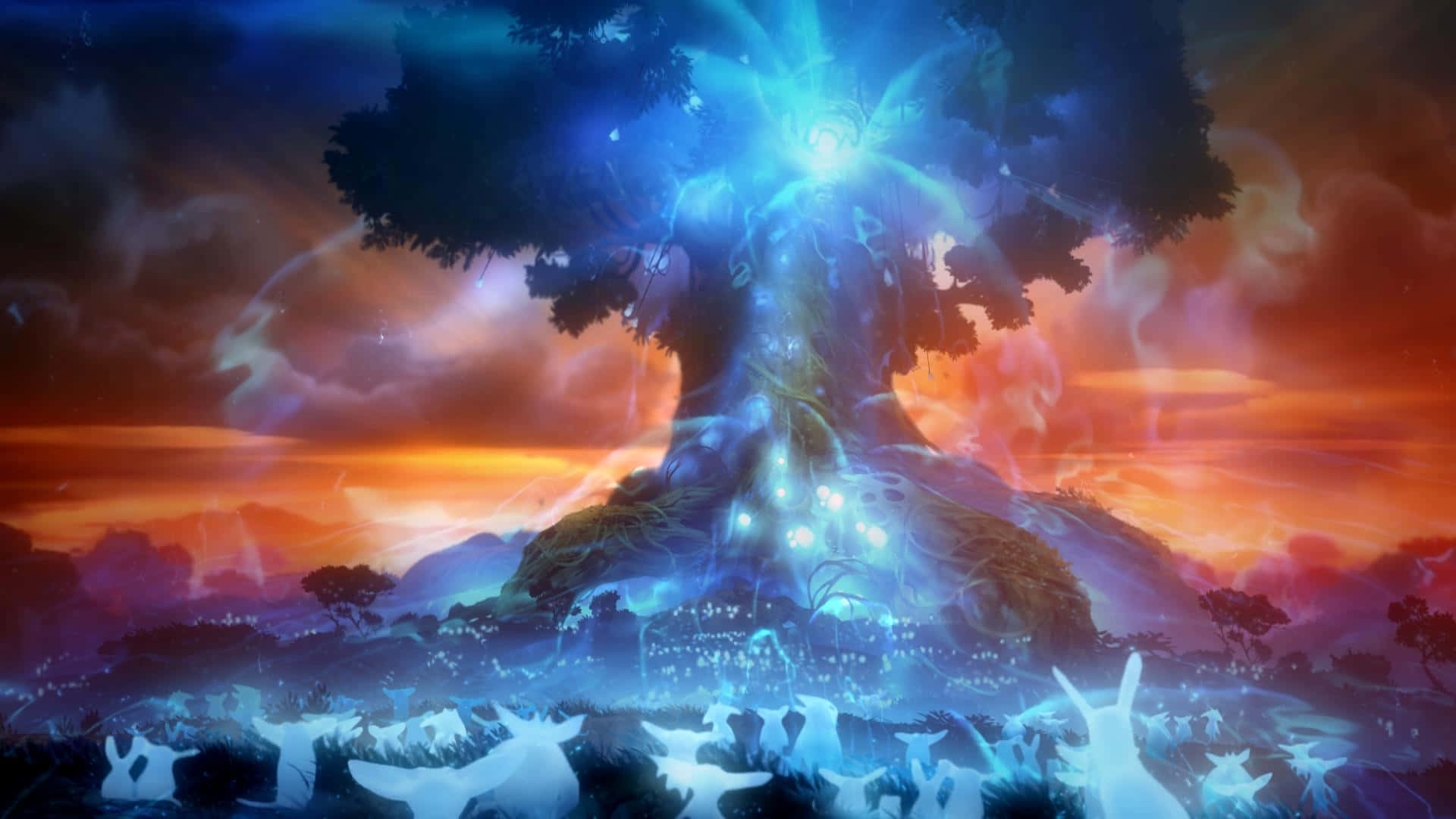 Bright Spirit Tree In The Blind Forest Background