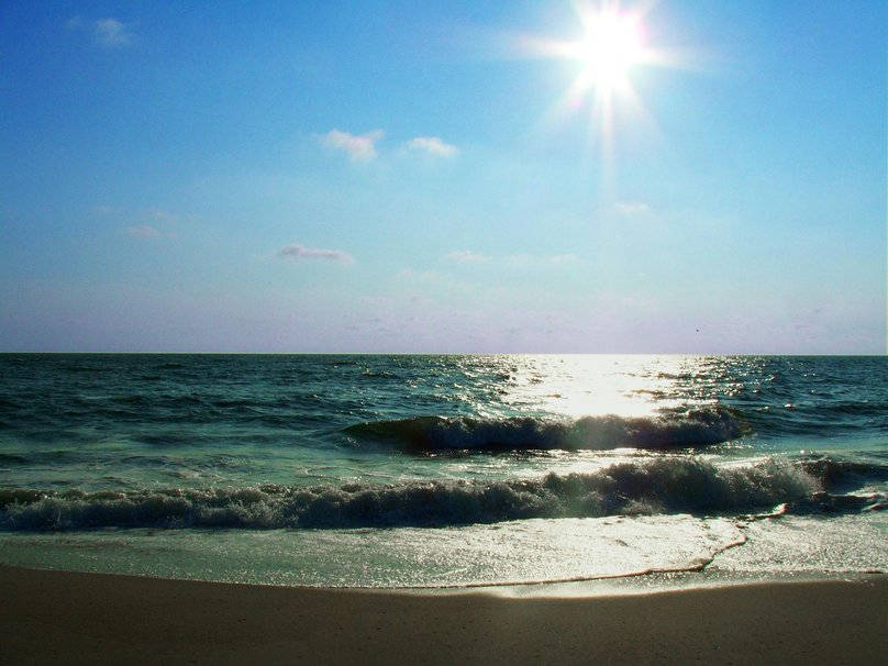 Bright Sun Above Virginia Beach Background