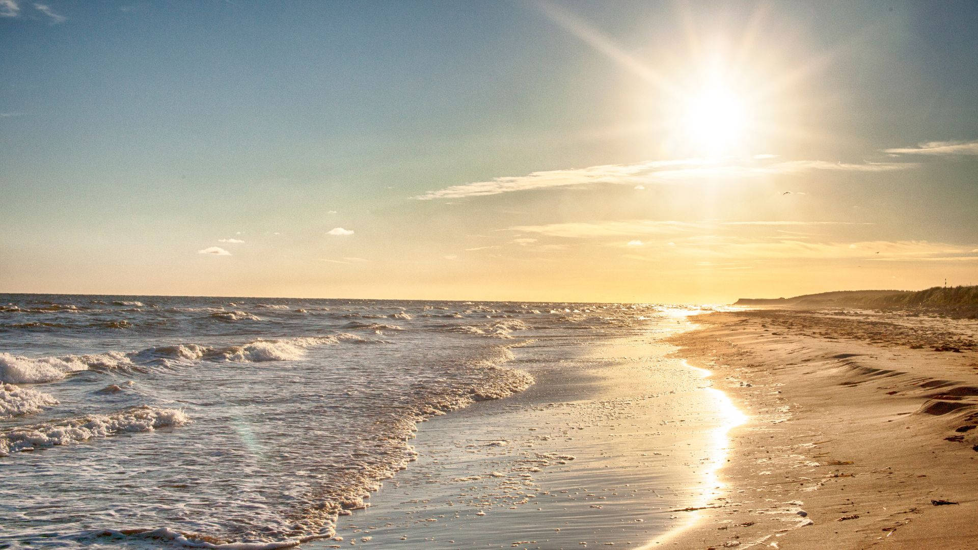 Bright Tropical Beach Sunrise Background