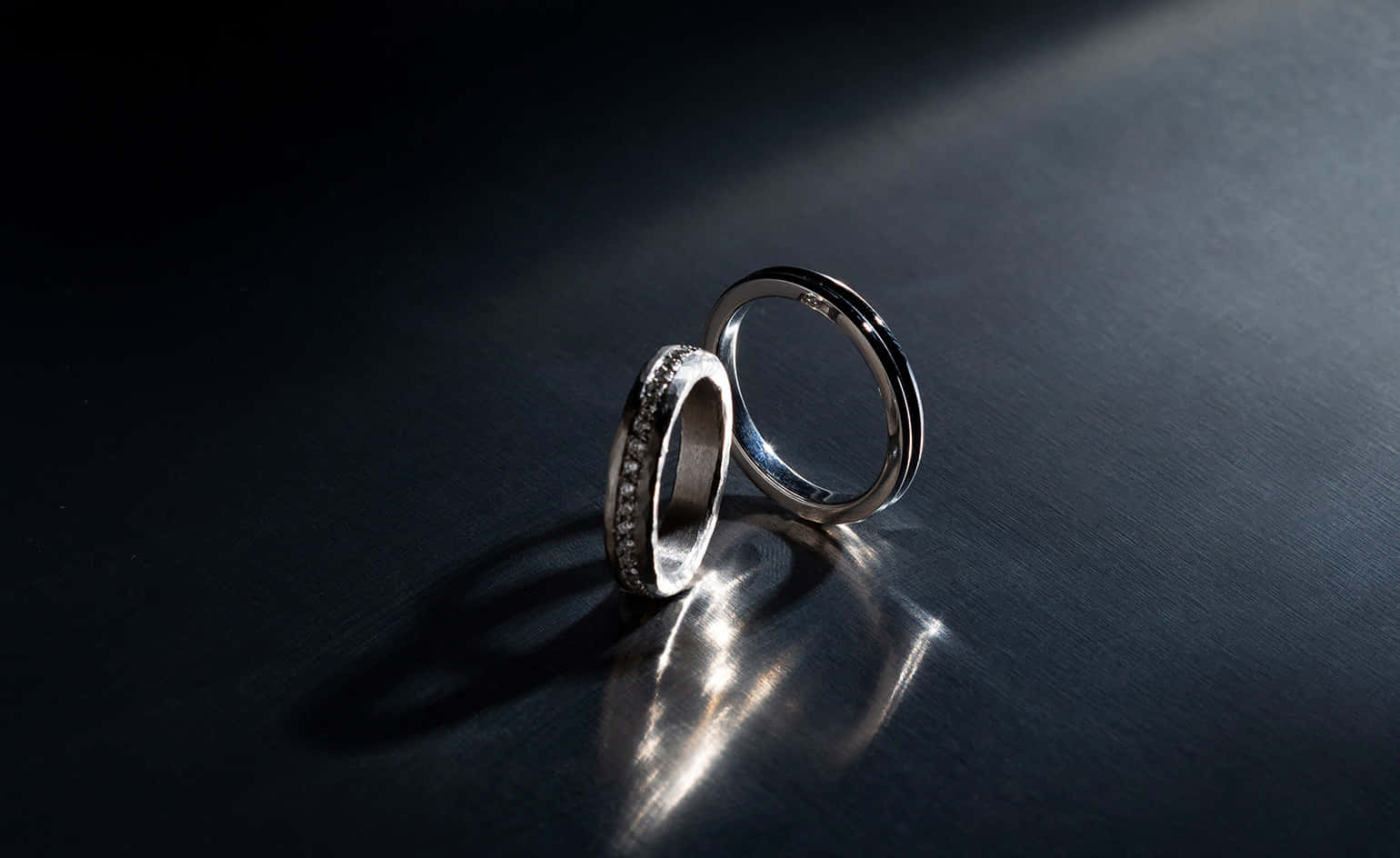 Bright Wedding Ring With Reflection Background