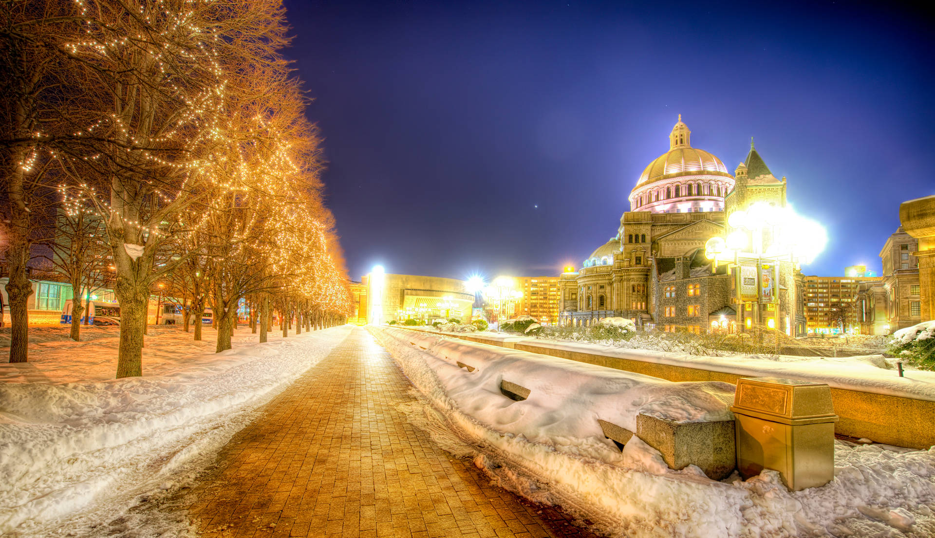 Bright Winter In Boston Background