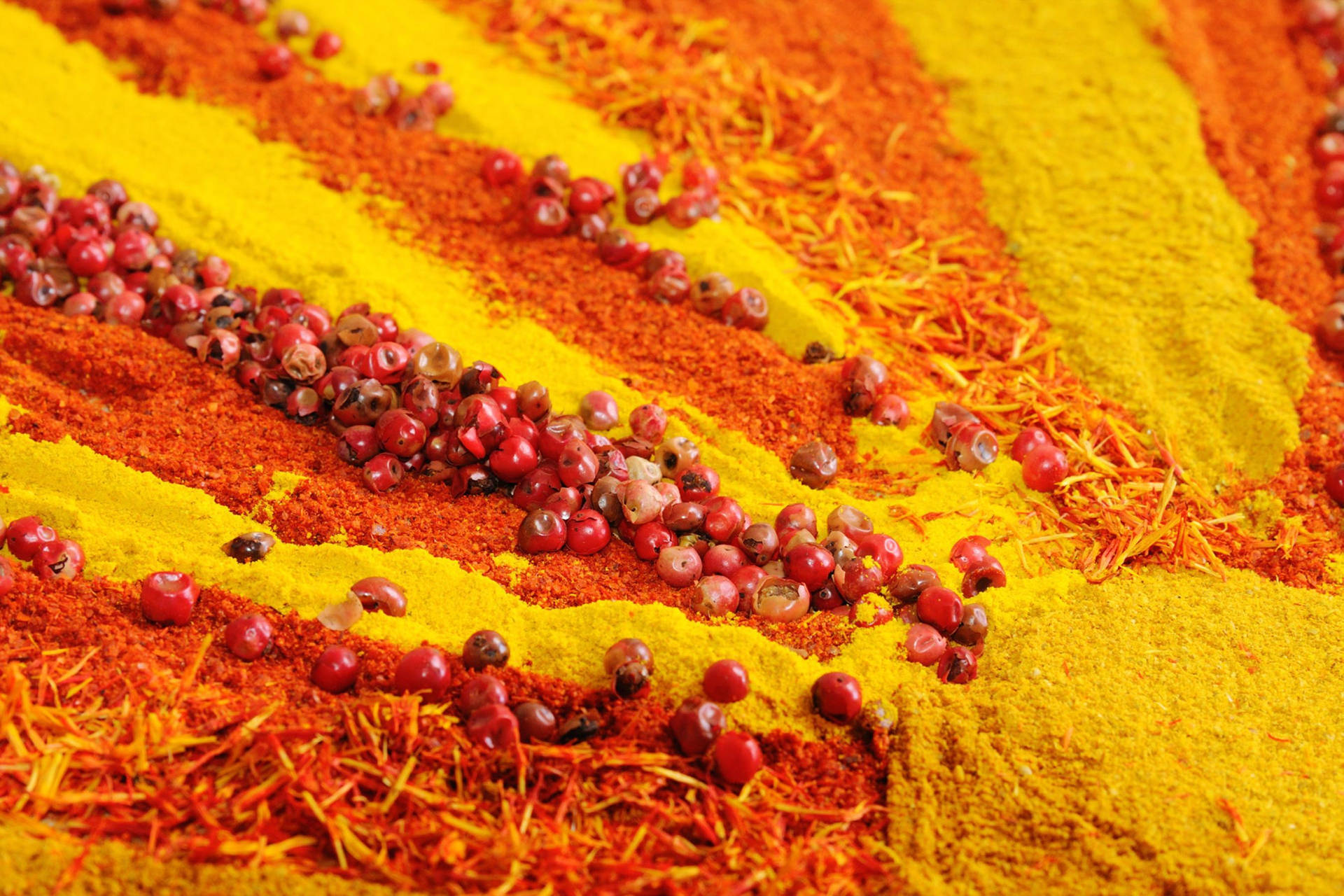 Bright Yellow And Orange Spices Background