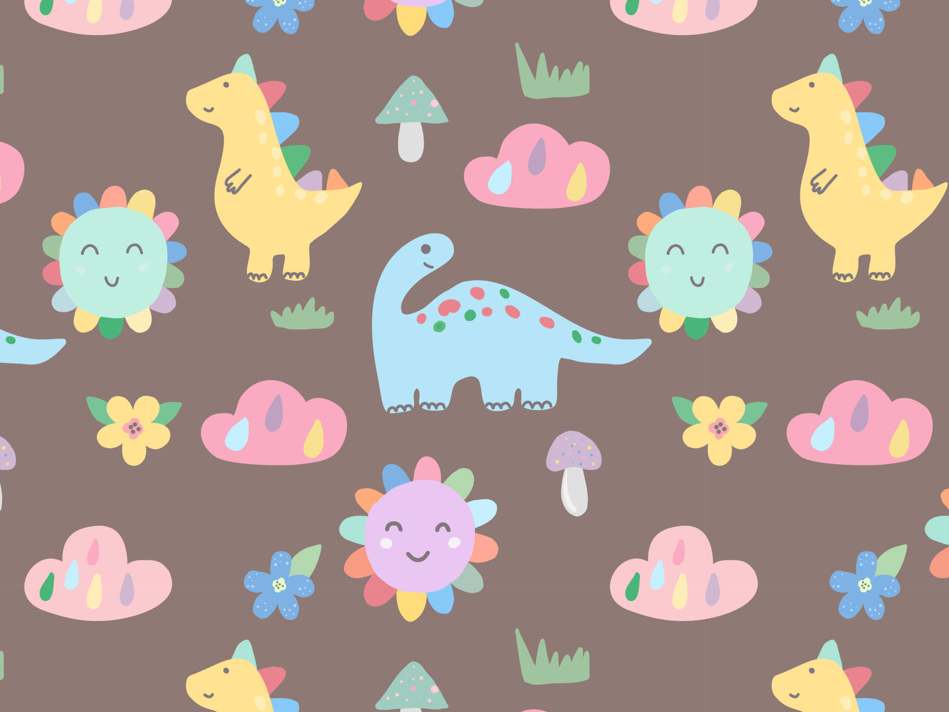 Brighten Up Your Day With A Cute Dinosaur Pattern Background