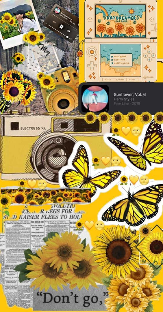 Brighten Up Your Day With A Vibrant Yellow Aesthetic Collage! Background