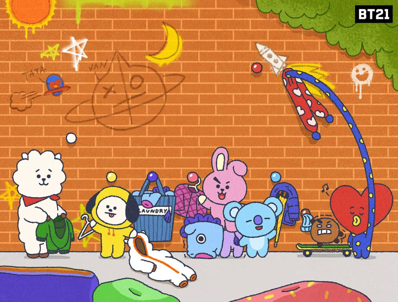 Brighten Up Your Day With Bts's Bt21 Background