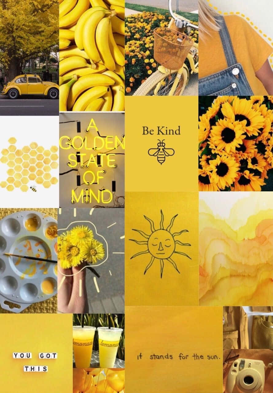 Brighten Up Your Day With This Yellow Aesthetic Collage! Background