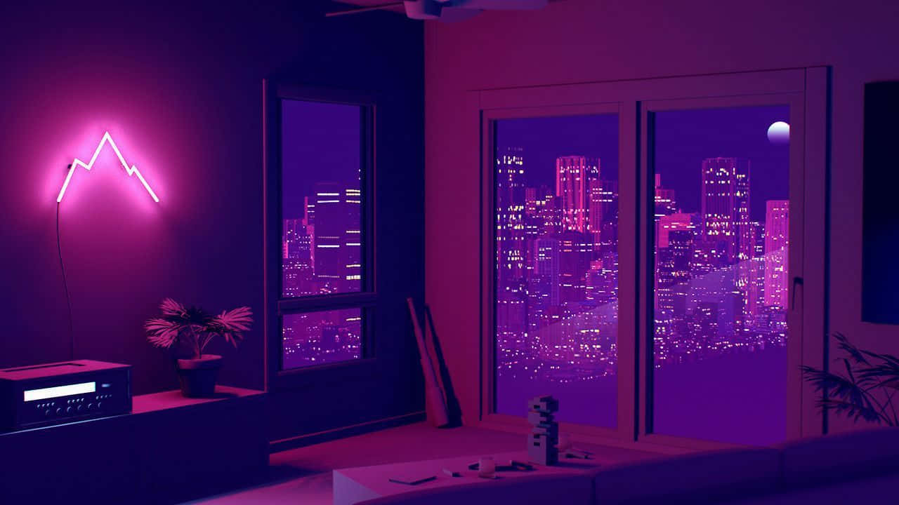 Brighten Up Your Workstation With A Pop Of Purple Neon Background
