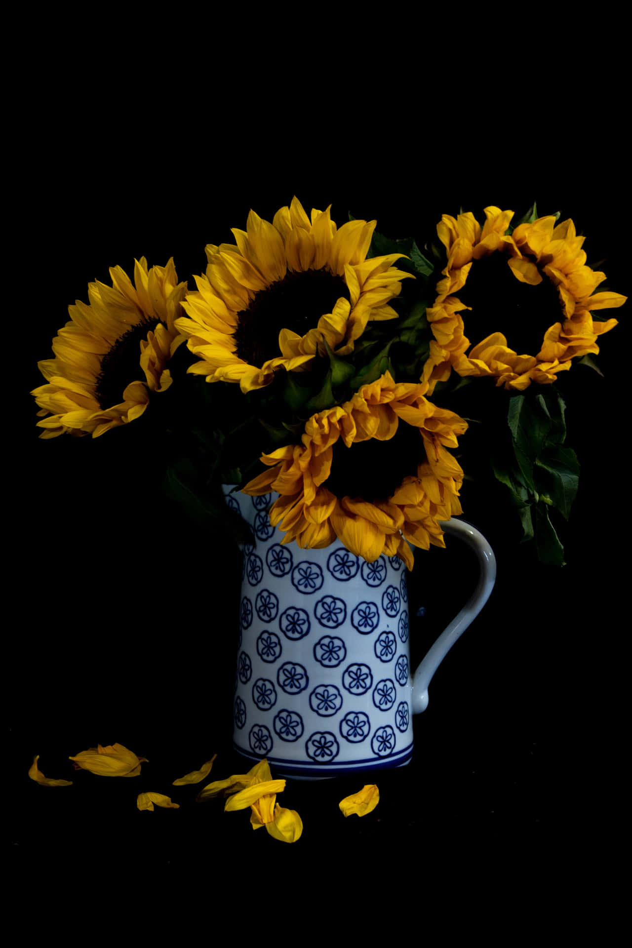 Brighten Your Day With A Dark Sunflower Background