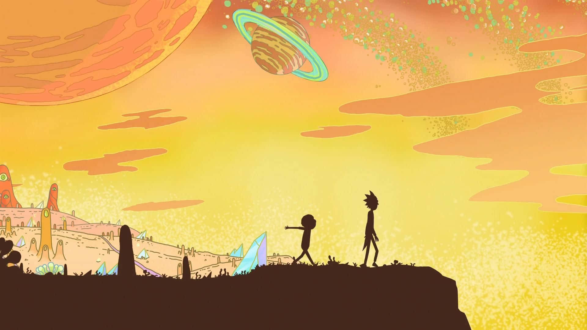 Brighten Your Day With This Adorable Rick And Morty Macbook Wallpaper. Background