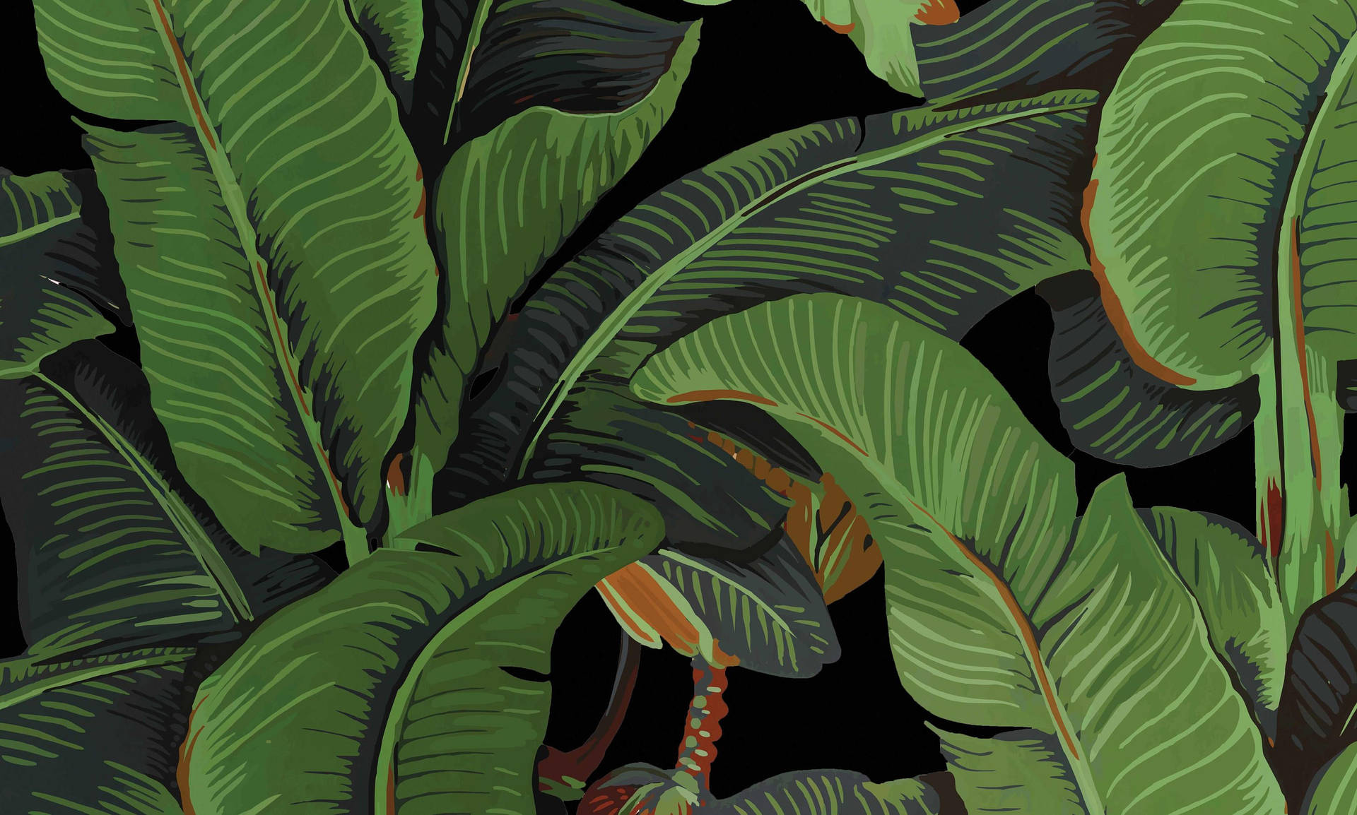 Brightly Colored Banana Leaf Artwork Background