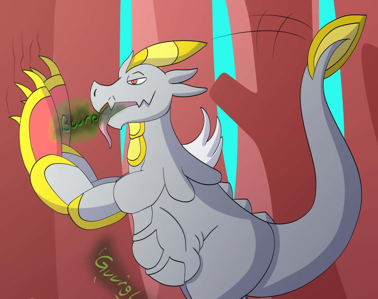 Brightly Colored Dragon Hakamo-o Relaxes After Eating