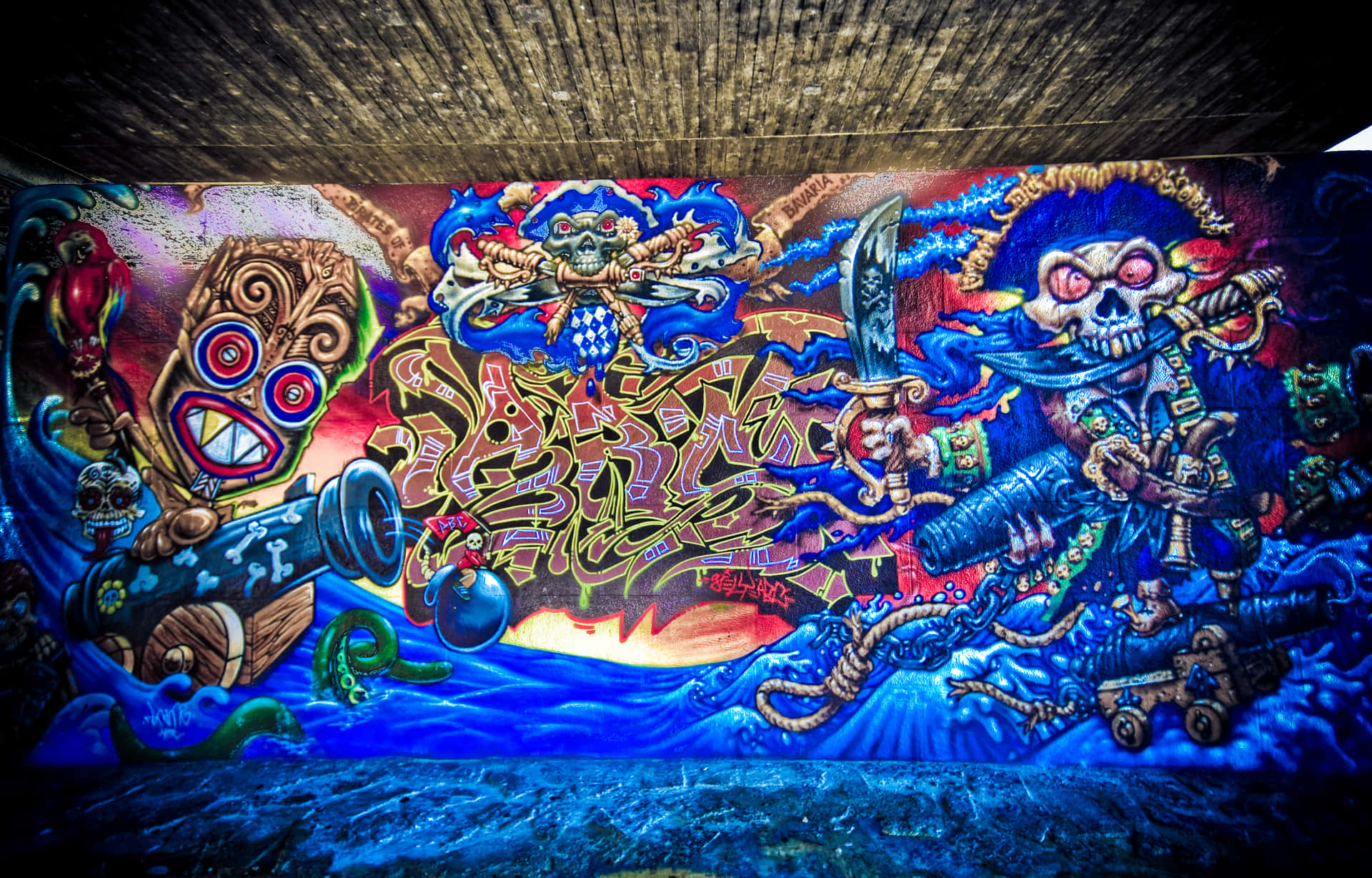 Brightly Colored Graffiti Art In An Urban Setting Background