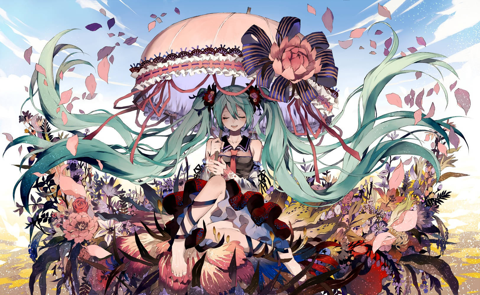 Brightly Colored Look And Feel Of A Cartoon Vocaloid Character Background