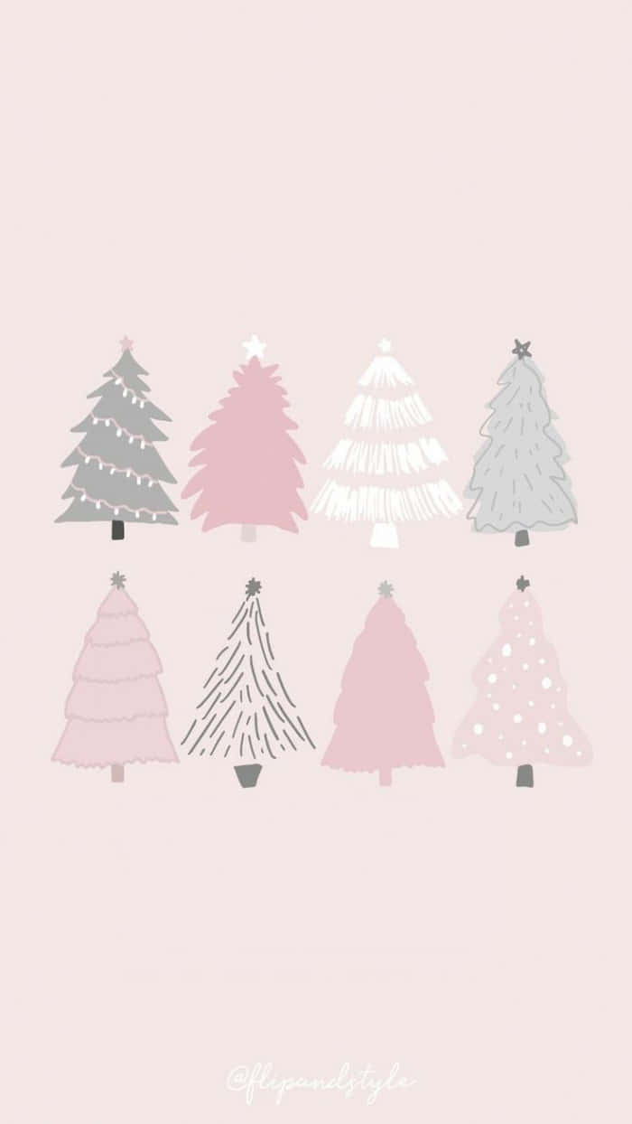 Brightly Decorated Pink Christmas Tree Perfect For Celebrating The Holiday Season. Background