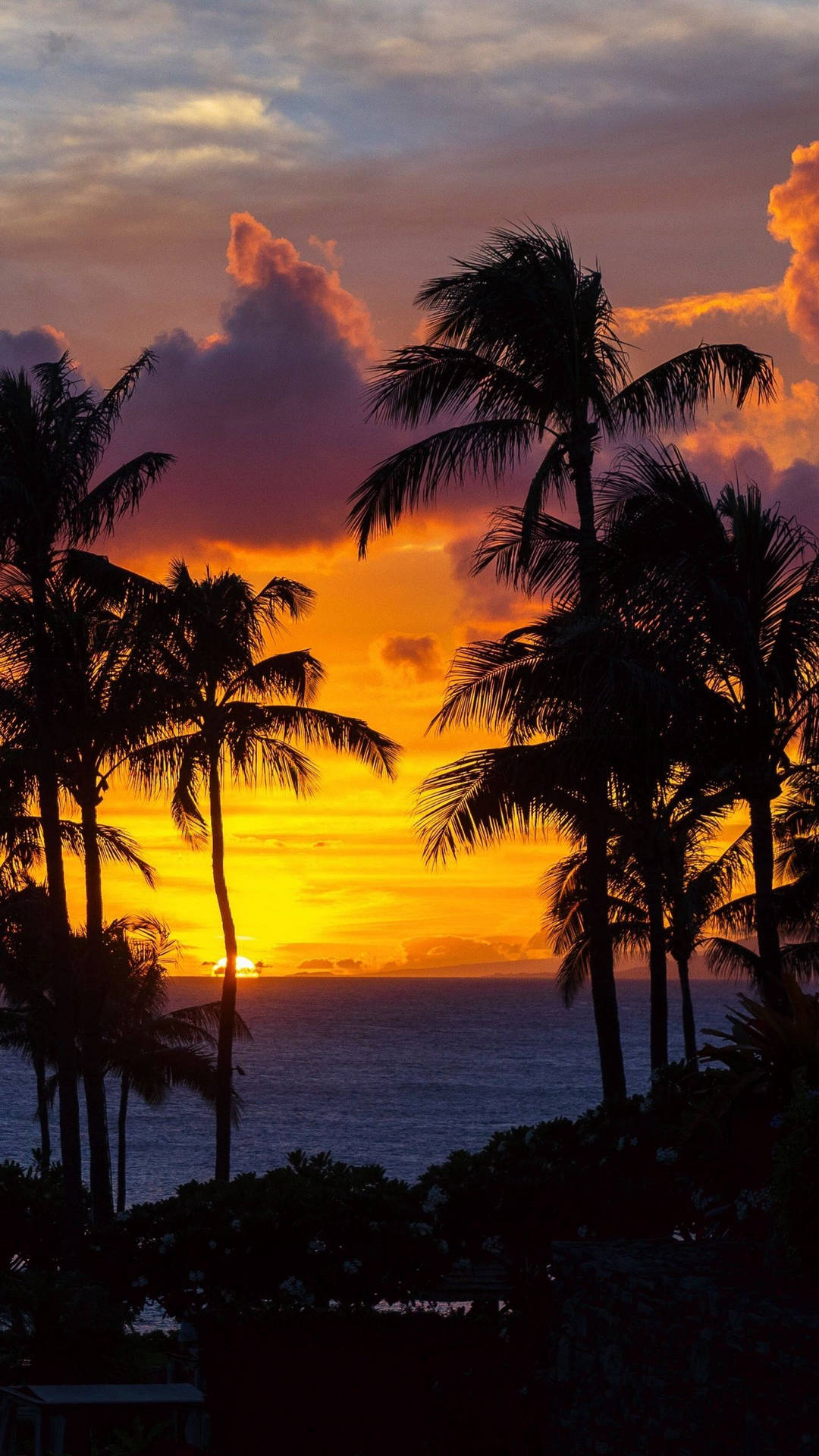 Briliant Island View Of Sunset Ocean Background