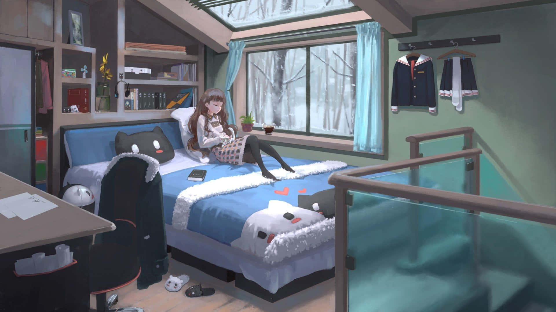 Bringing The Relaxation Of Cozy Anime Scenery Home Background
